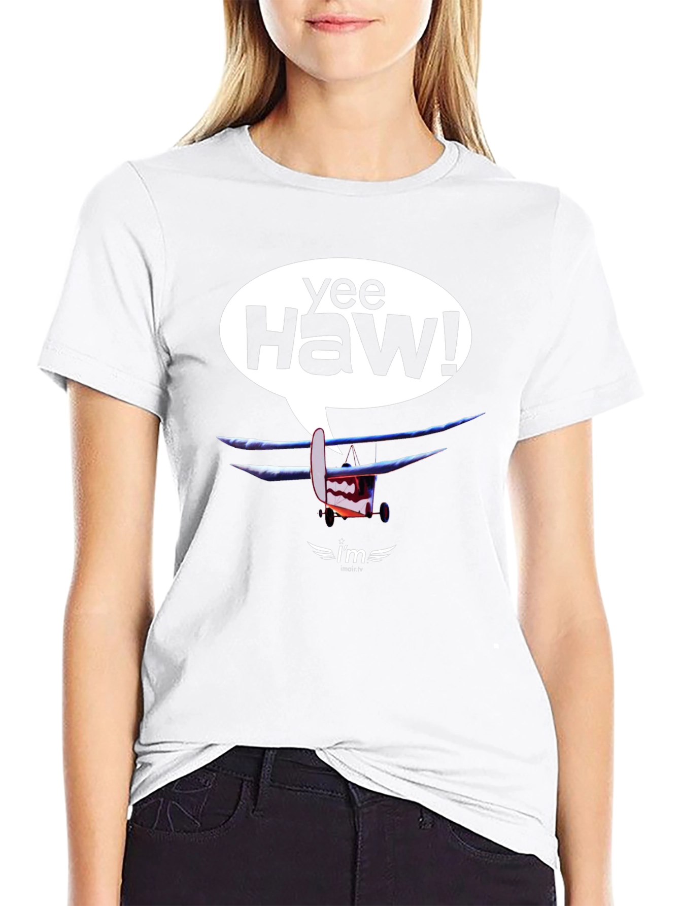 Yee Haw! Cartoon Airplane Graphic Tee