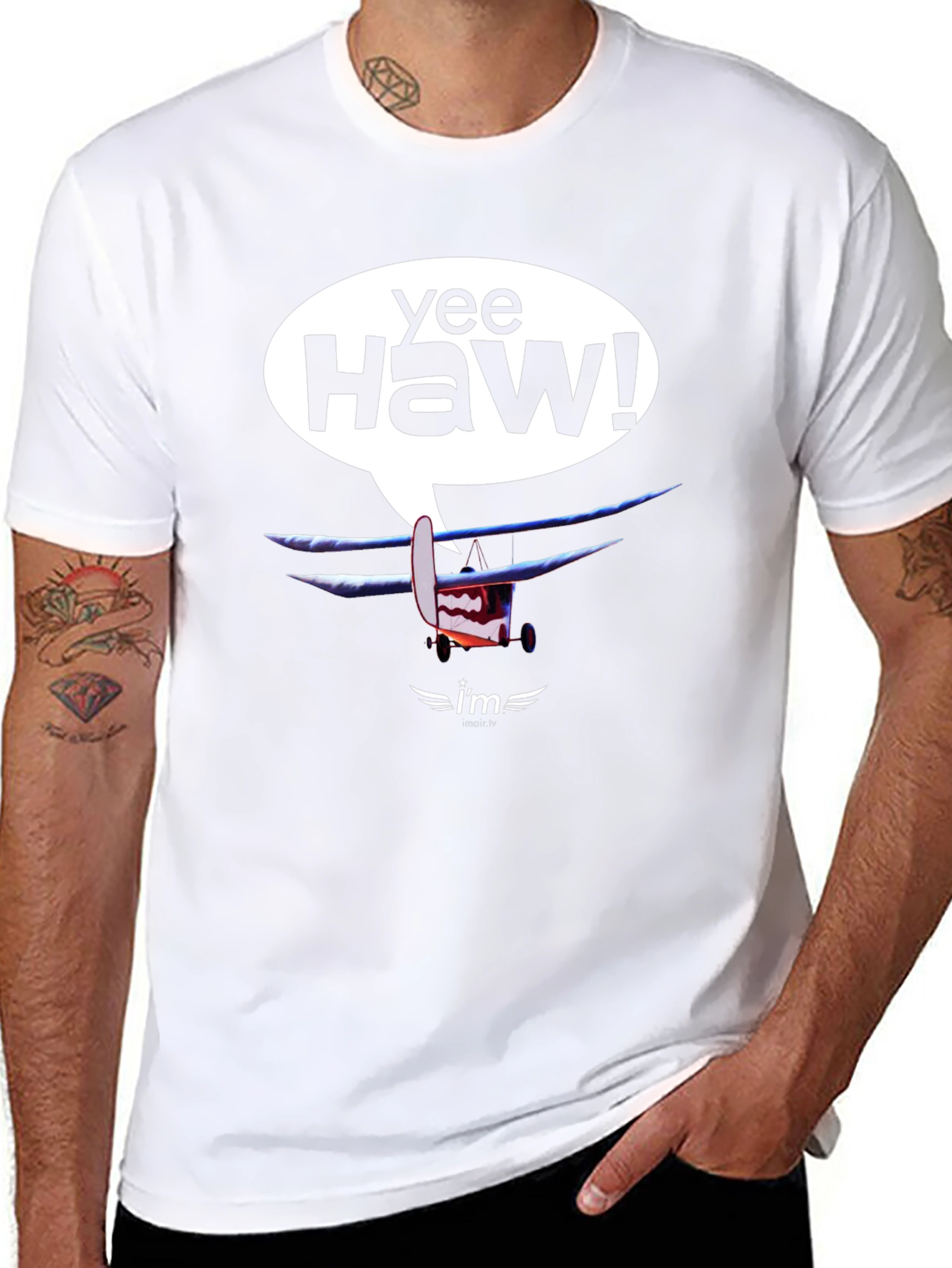 Yee Haw! Cartoon Airplane Graphic Tee