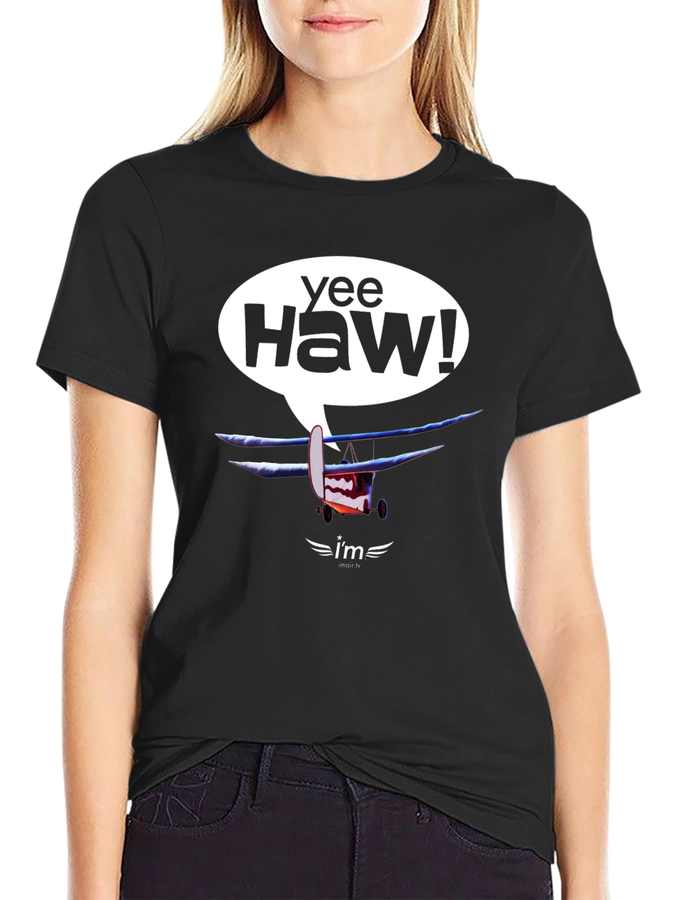 Yee Haw! Cartoon Airplane Graphic Tee