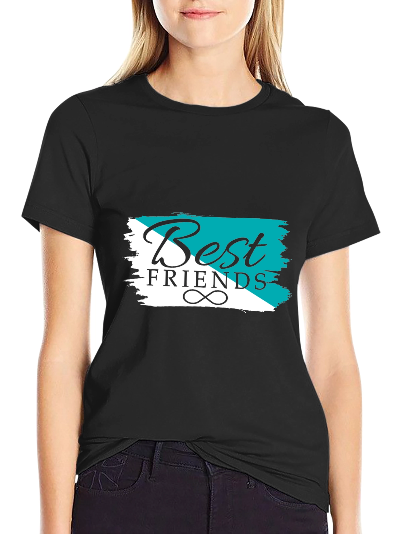 Best Friends Graphic Tee - Black Cotton T-Shirt