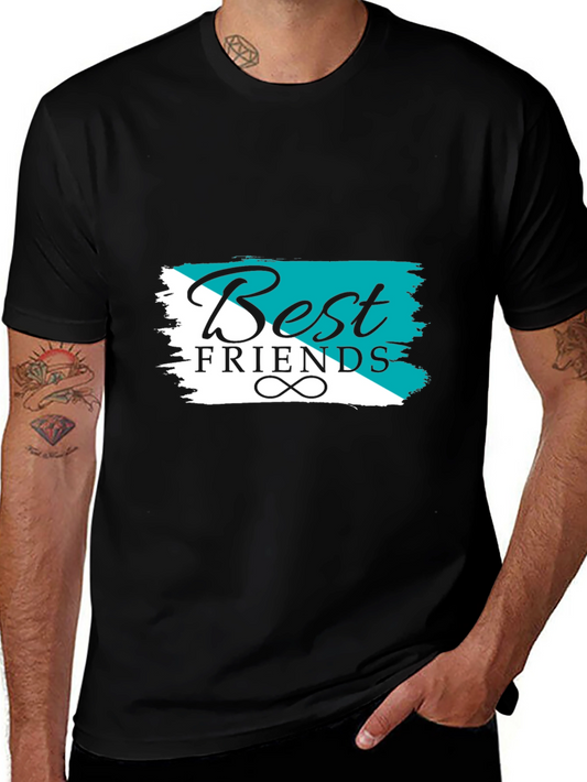 Best Friends Graphic Tee - Black Cotton T-Shirt