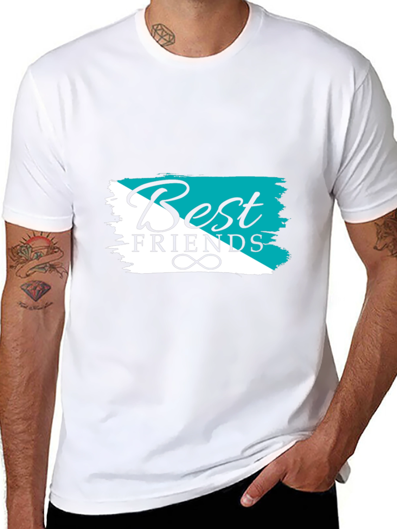 Best Friends Graphic Tee - Black Cotton T-Shirt