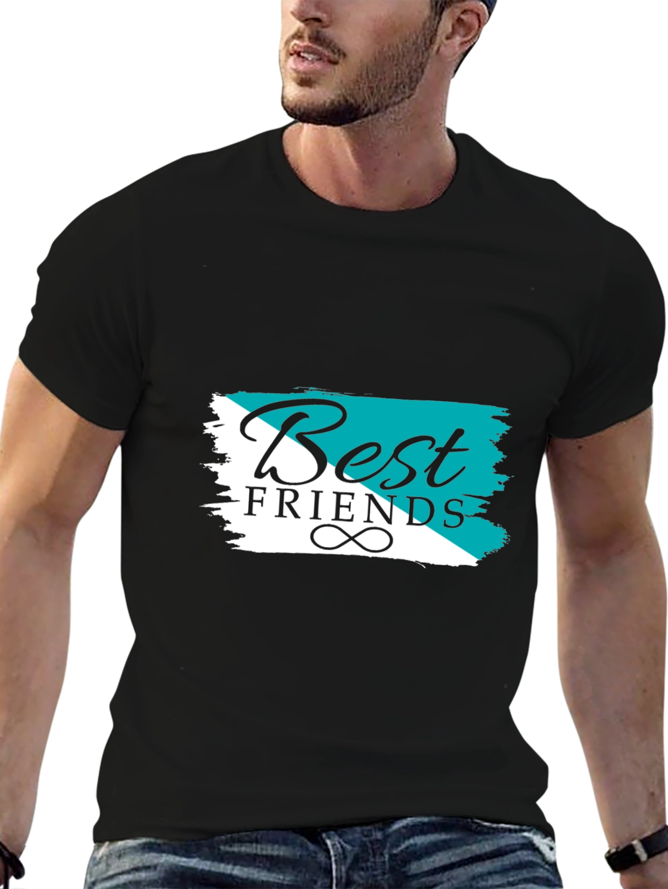 Best Friends Graphic Tee - Black Cotton T-Shirt