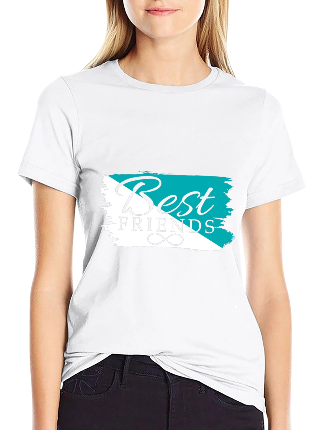 Best Friends Graphic Tee - Black Cotton T-Shirt