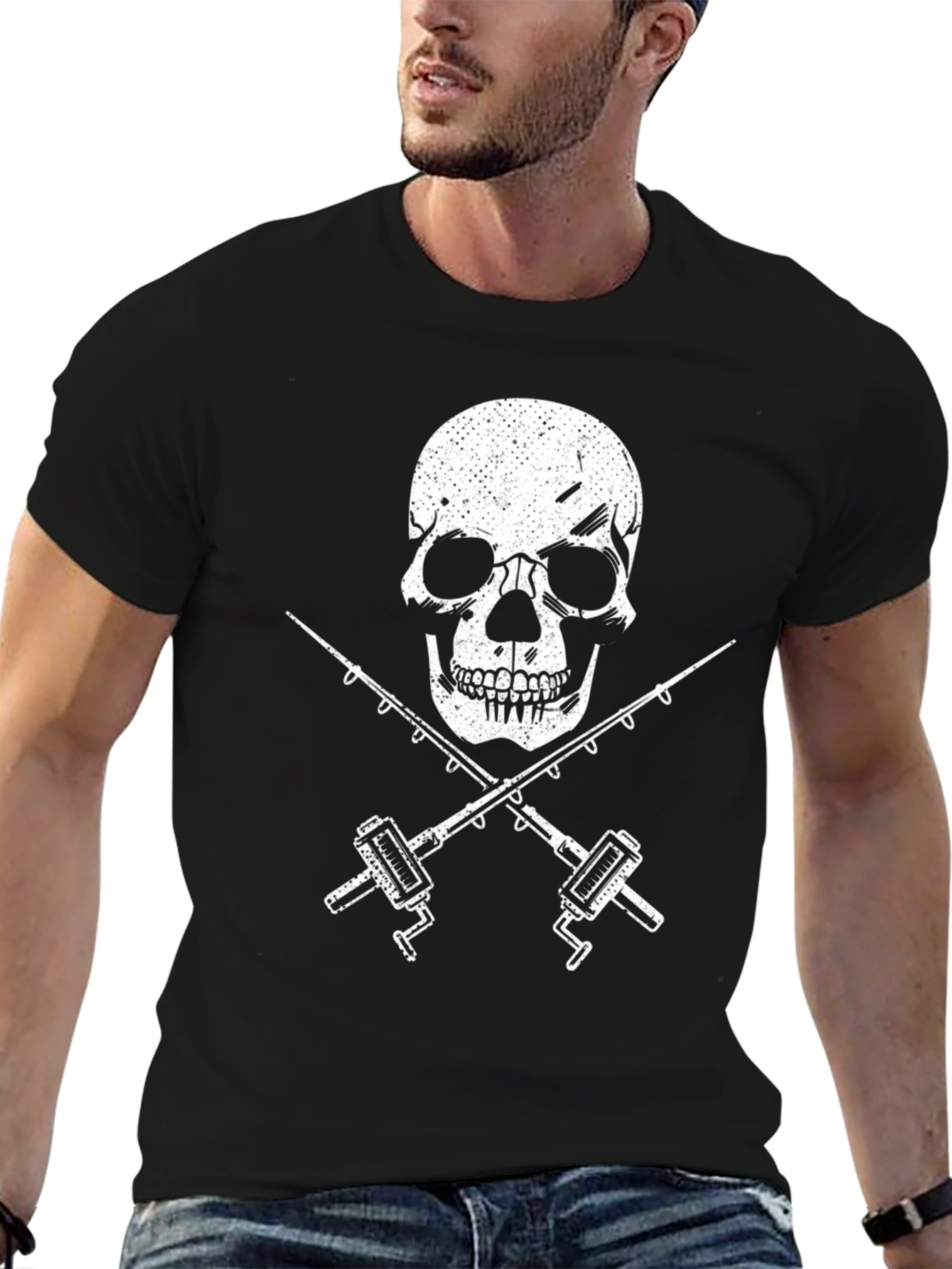 Skull & Fishing Rods Graphic T-Shirt
