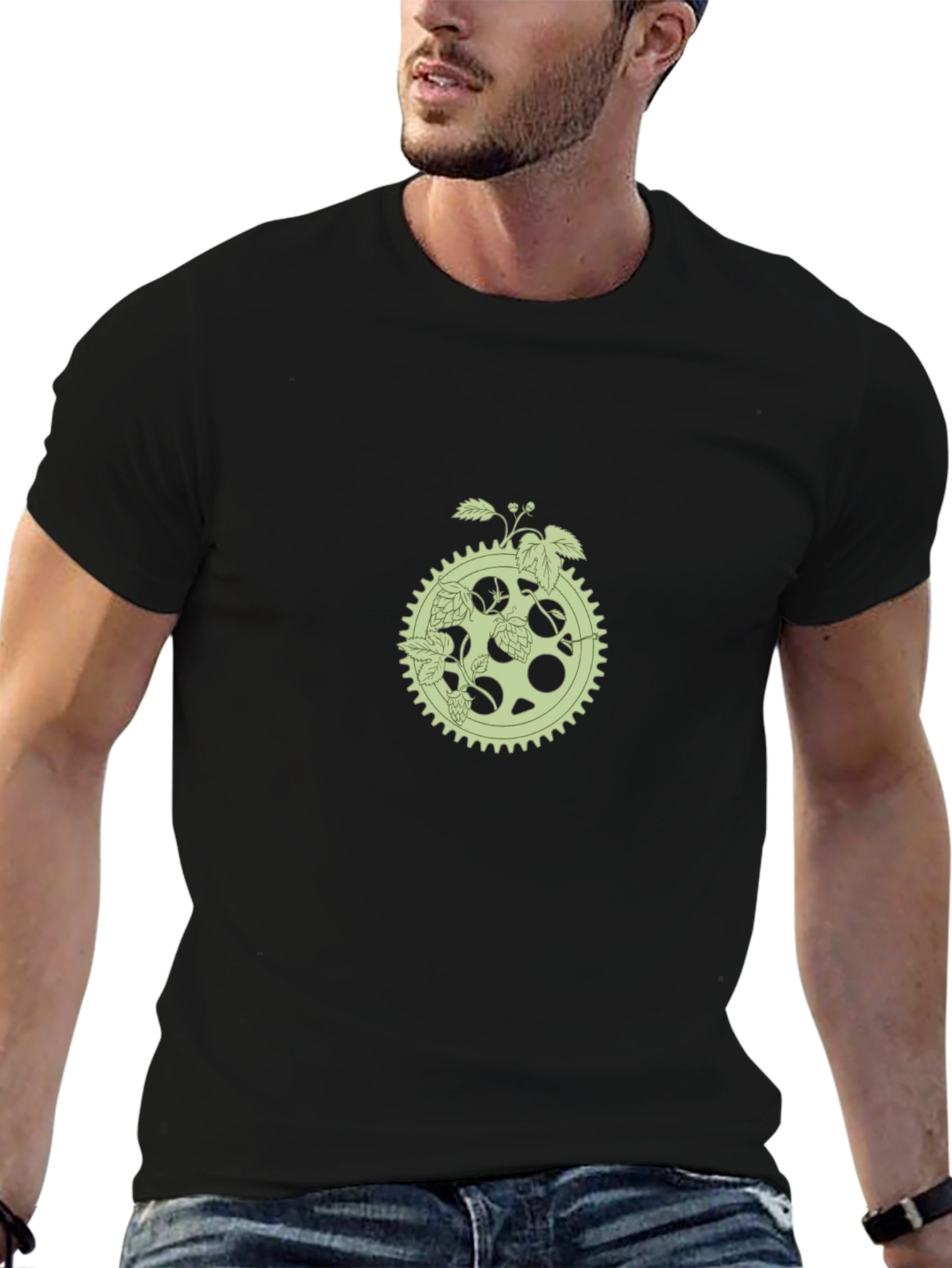 Hop Gear Graphic Tee - Soft Black Cotton T-Shirt