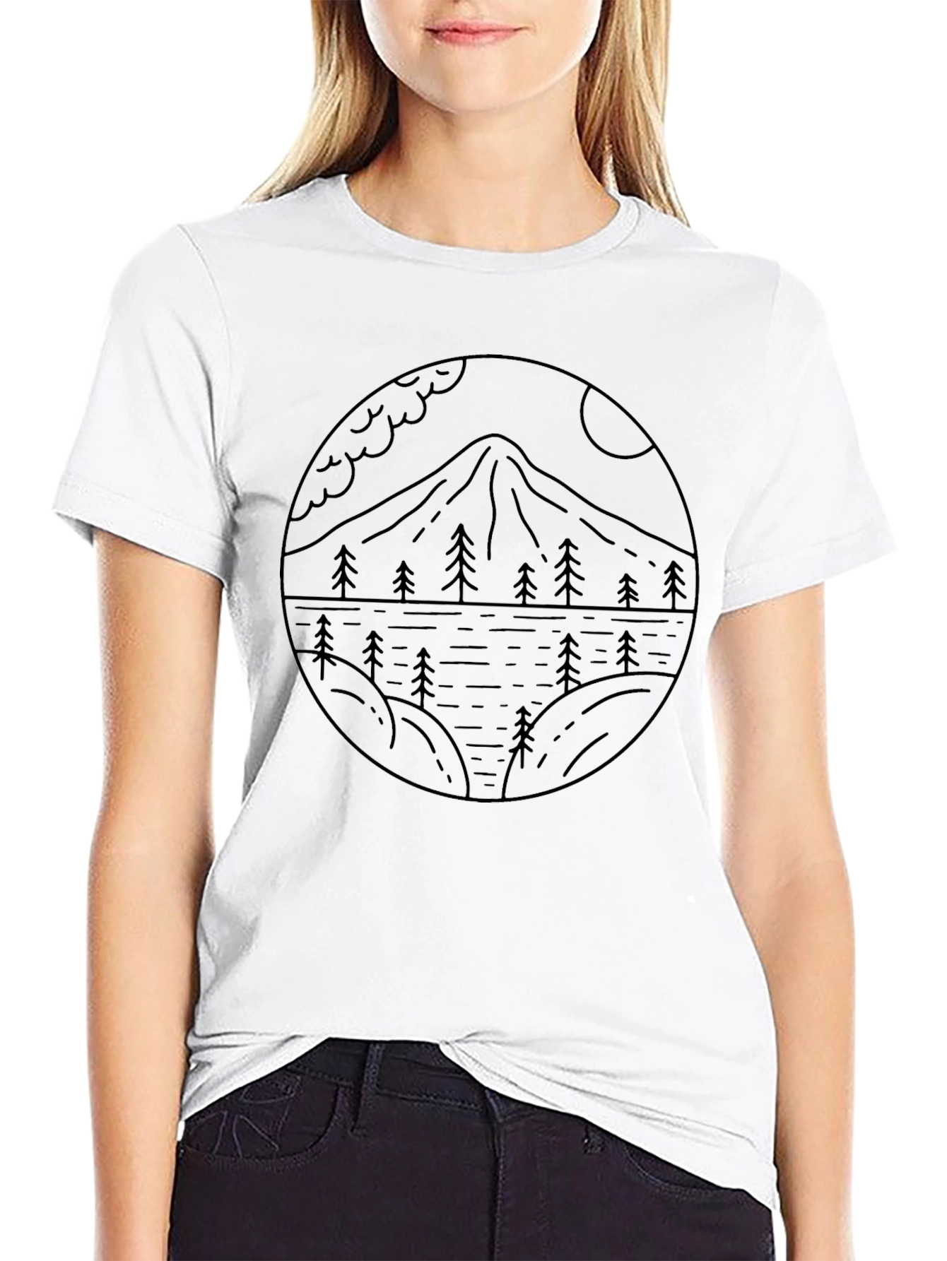Nature Line Art Graphic T-Shirt