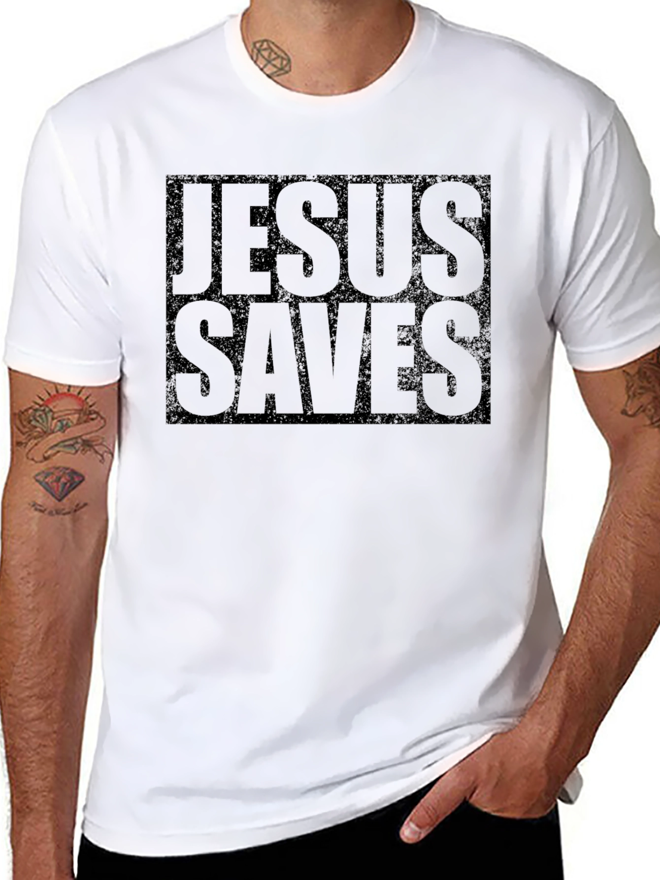 Jesus Saves Black T-Shirt Graphic Print