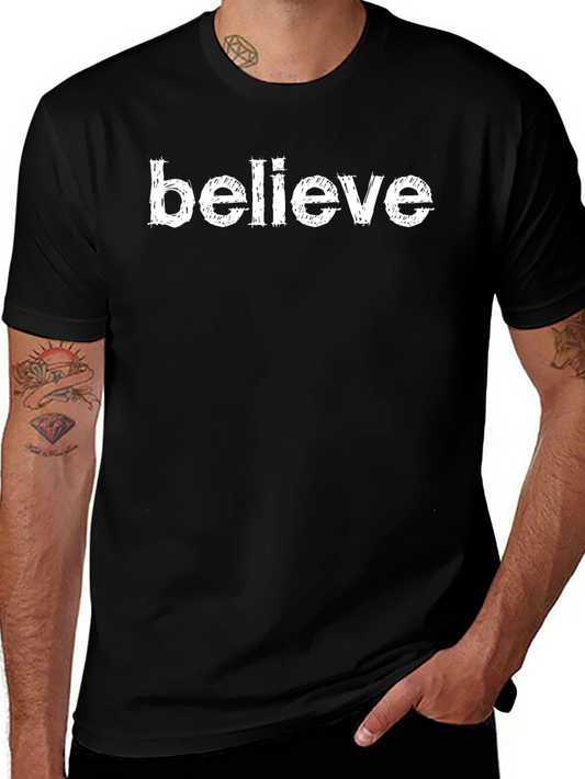 Believe Graphic Tee - Black Cotton Blend
