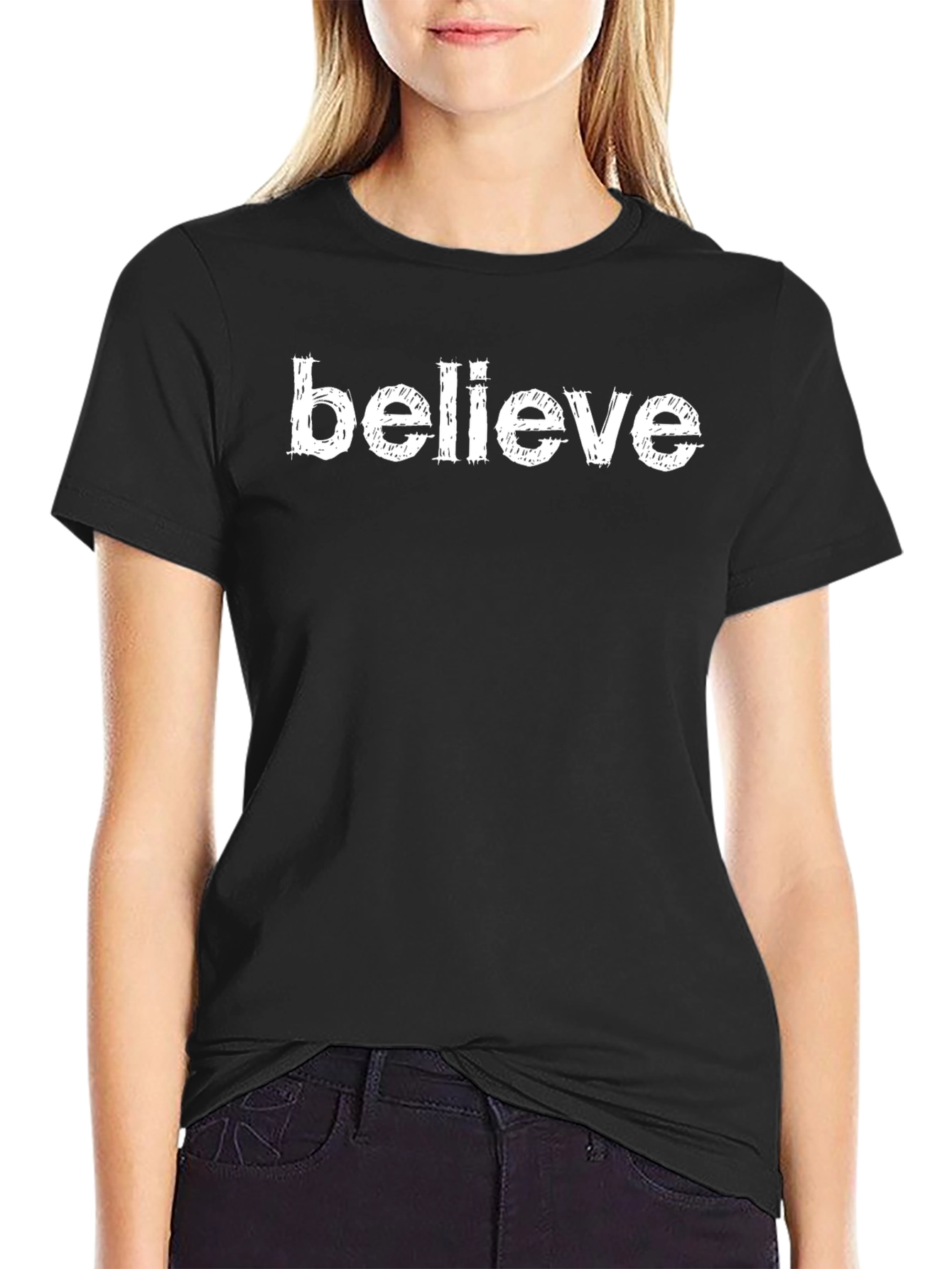 Believe Graphic Tee - Black Cotton Blend