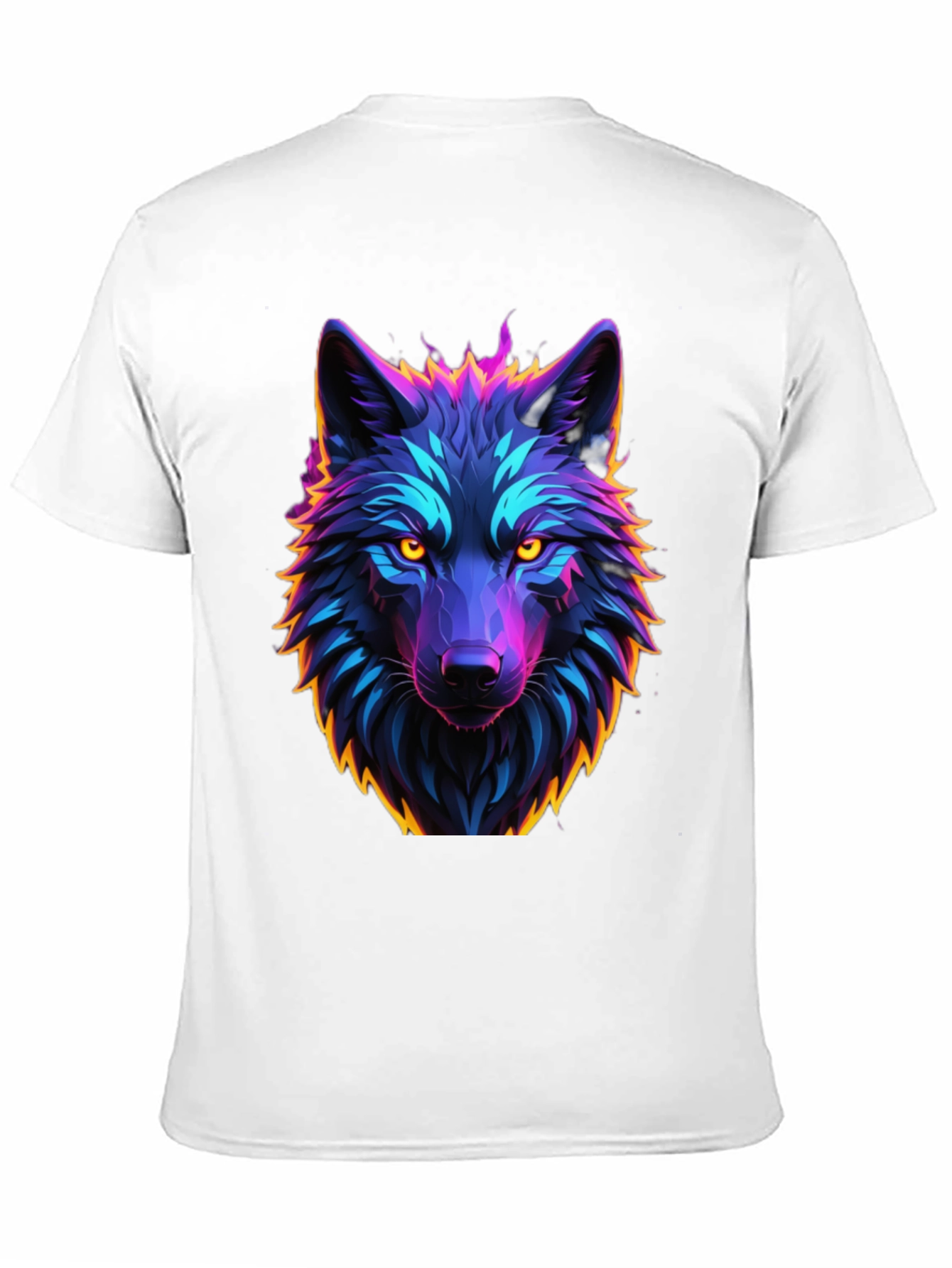 Neon Wolf Graphic Tee - Black Cotton