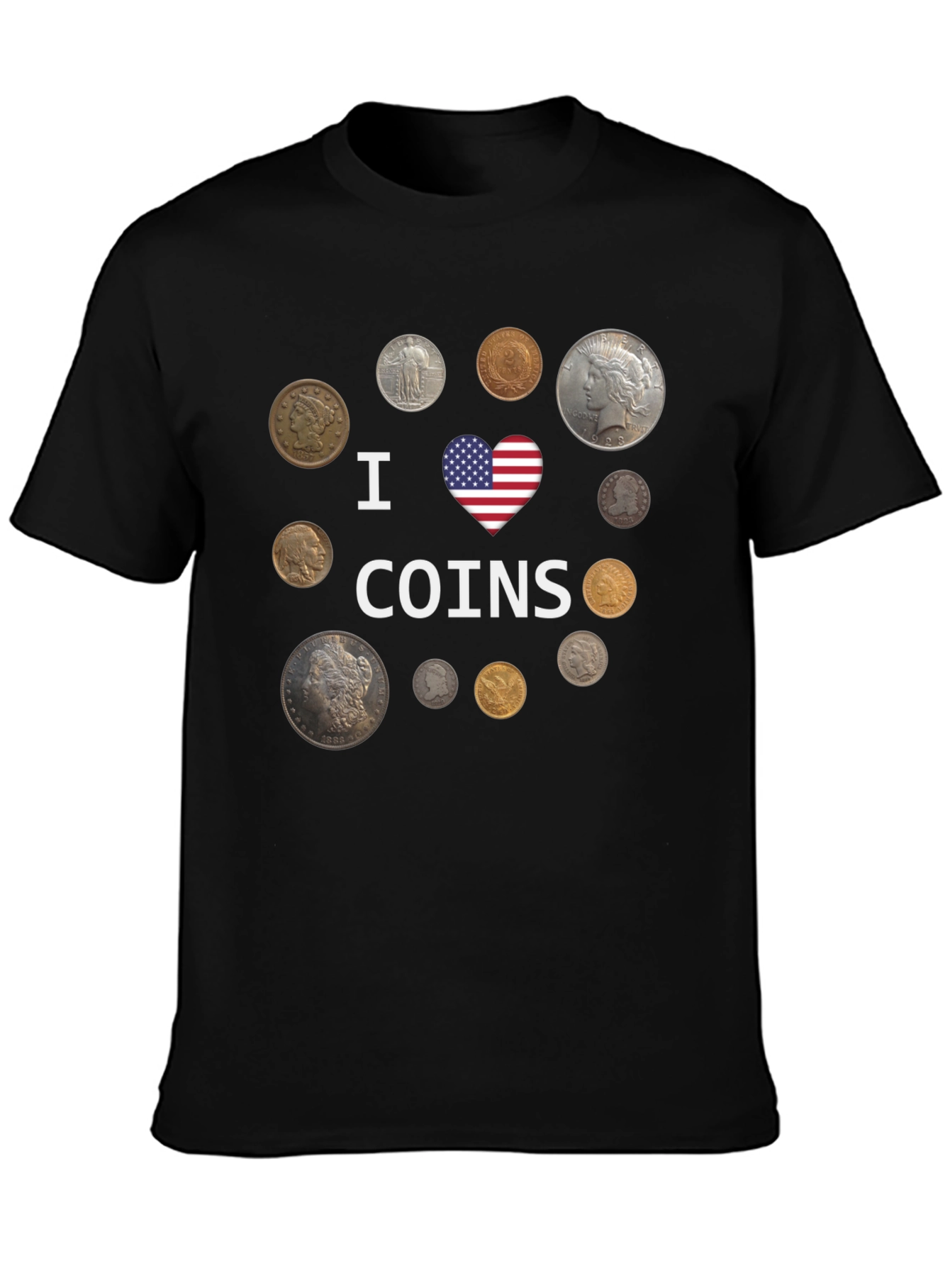 I Heart Coins Black T-Shirt