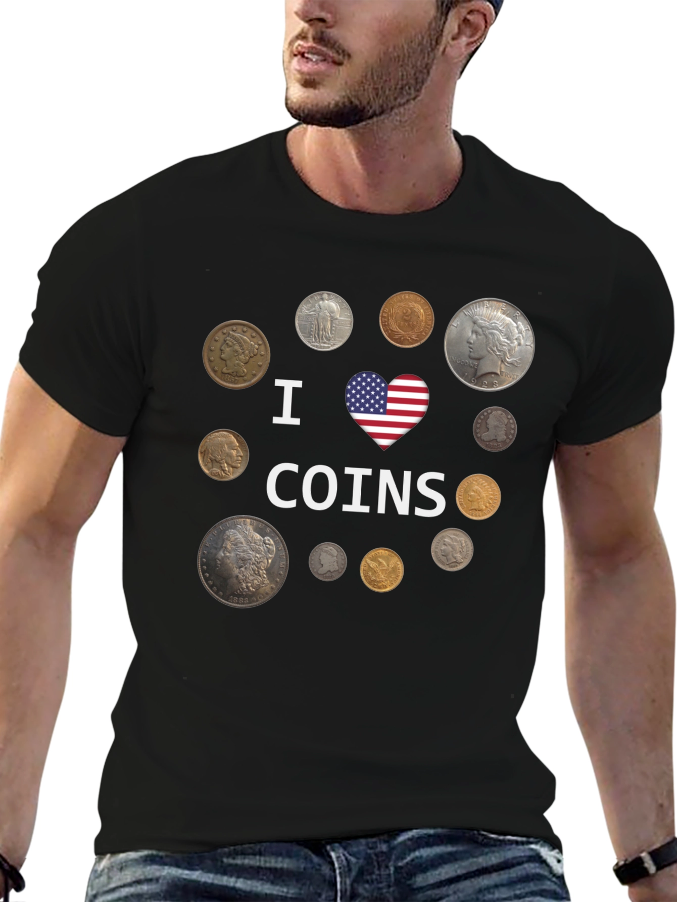 I Heart Coins Black T-Shirt