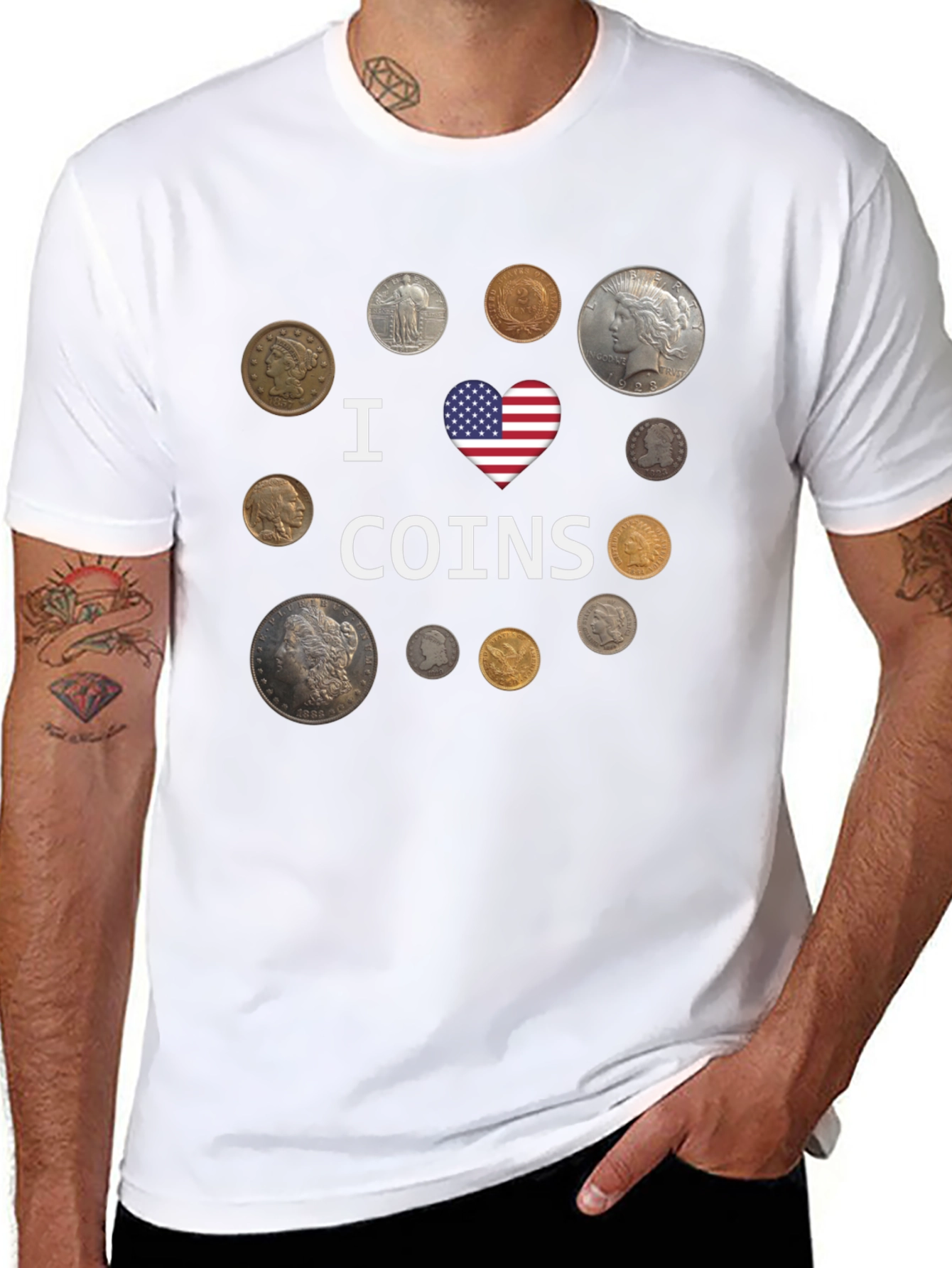 I Heart Coins Black T-Shirt