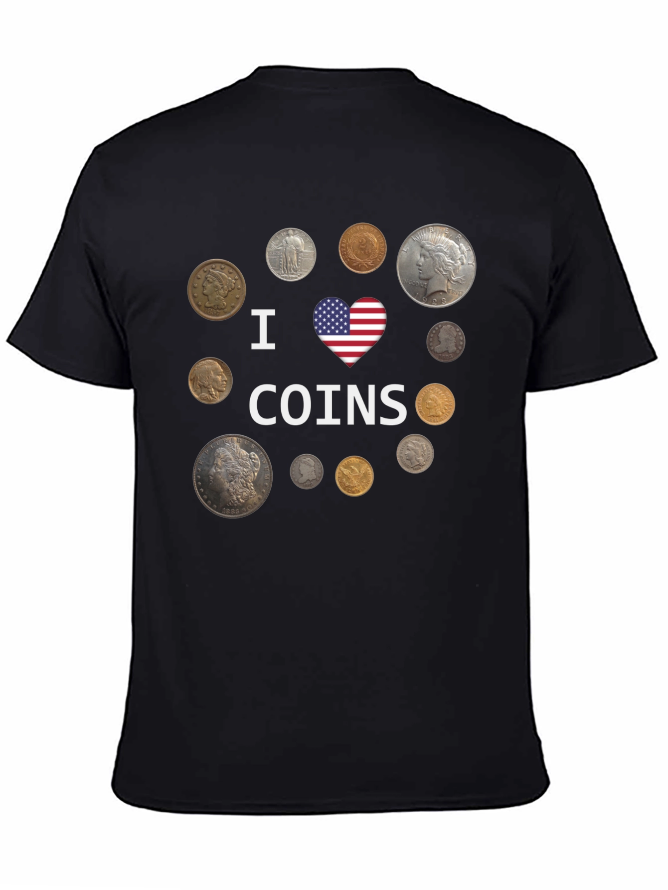 I Heart Coins Black T-Shirt