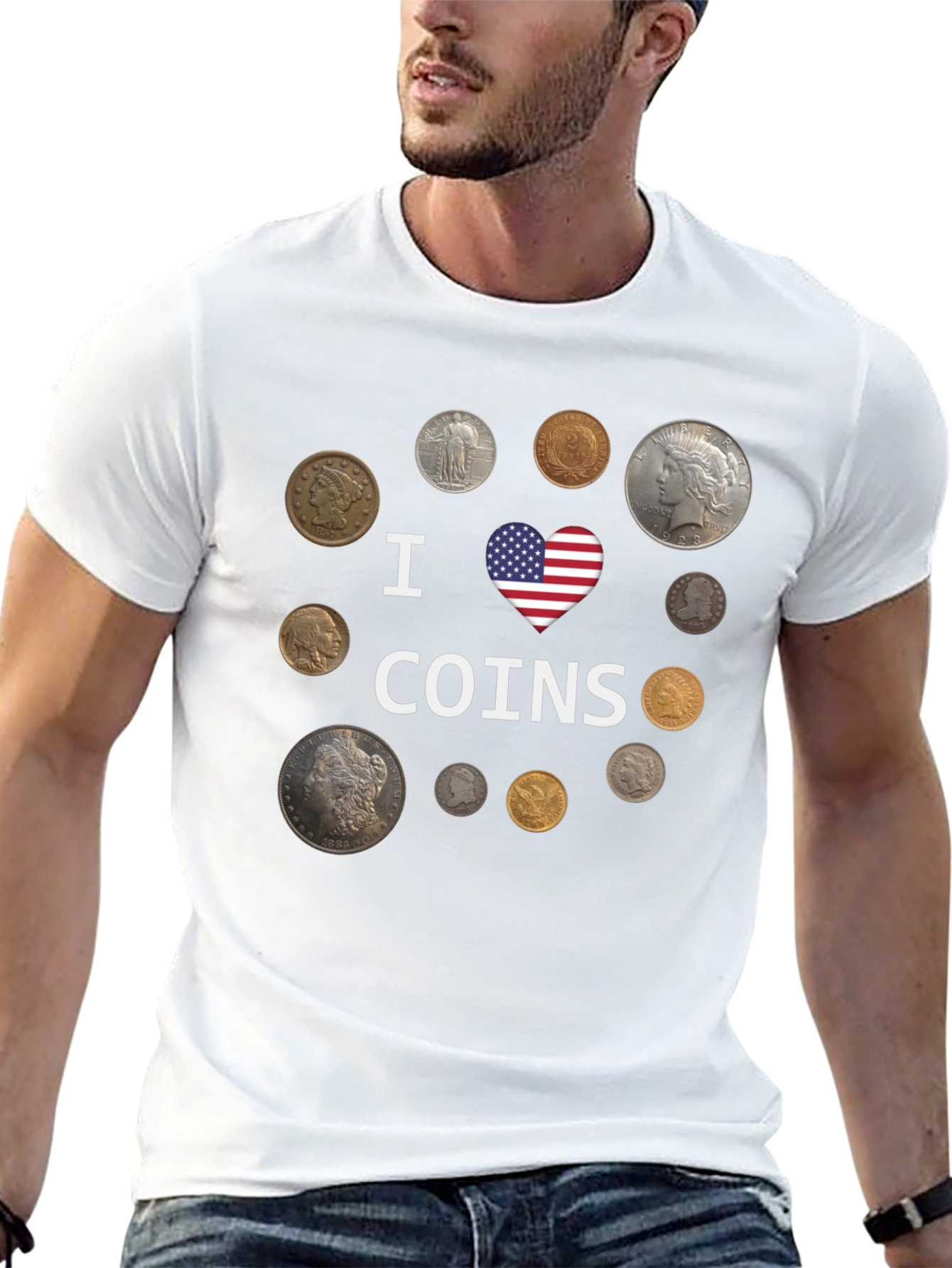 I Heart Coins Black T-Shirt