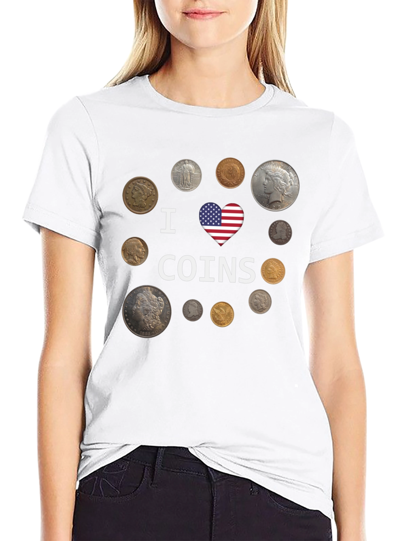 I Heart Coins Black T-Shirt
