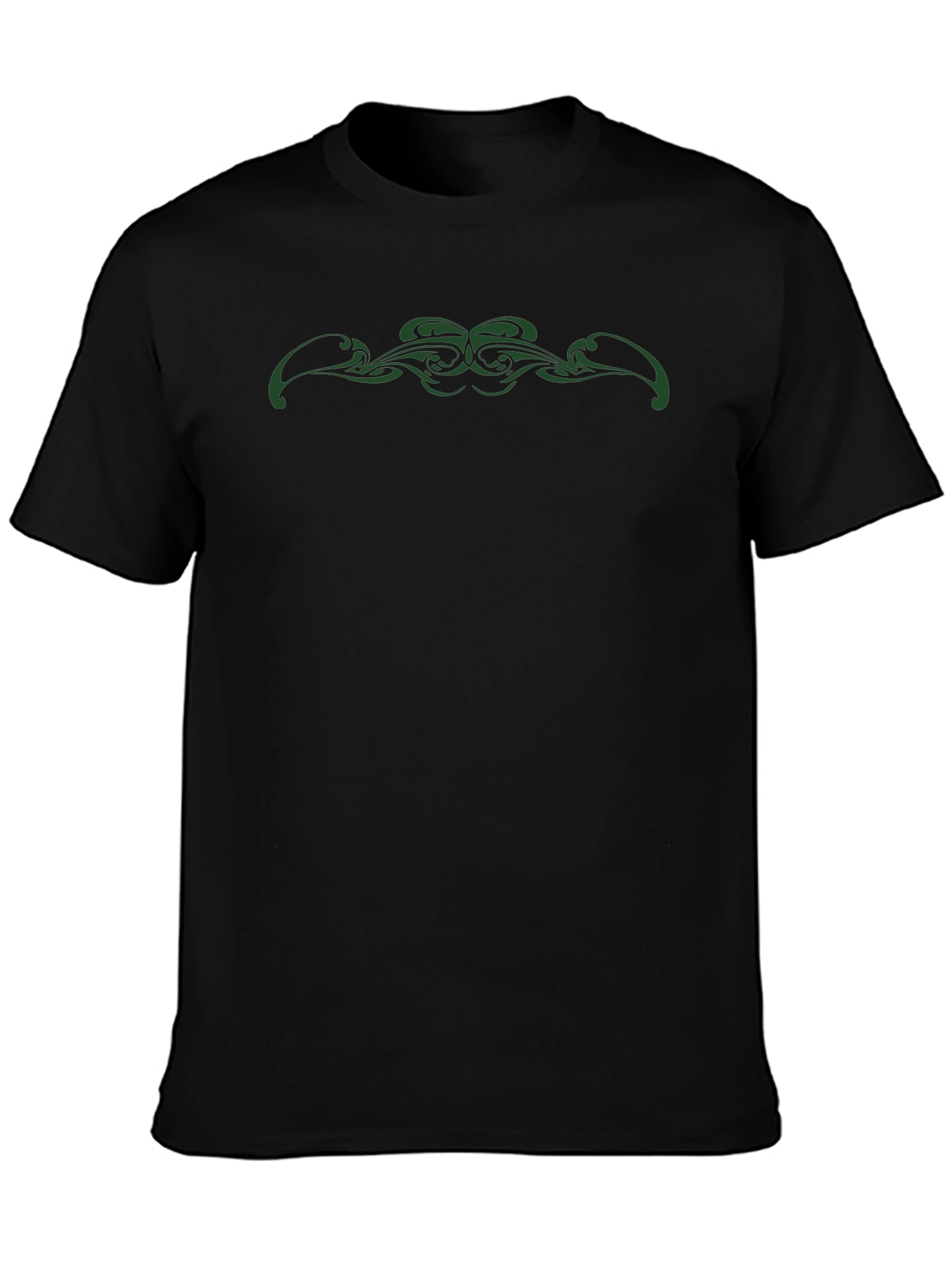 Mens Black T-Shirt with Green Tribal Design