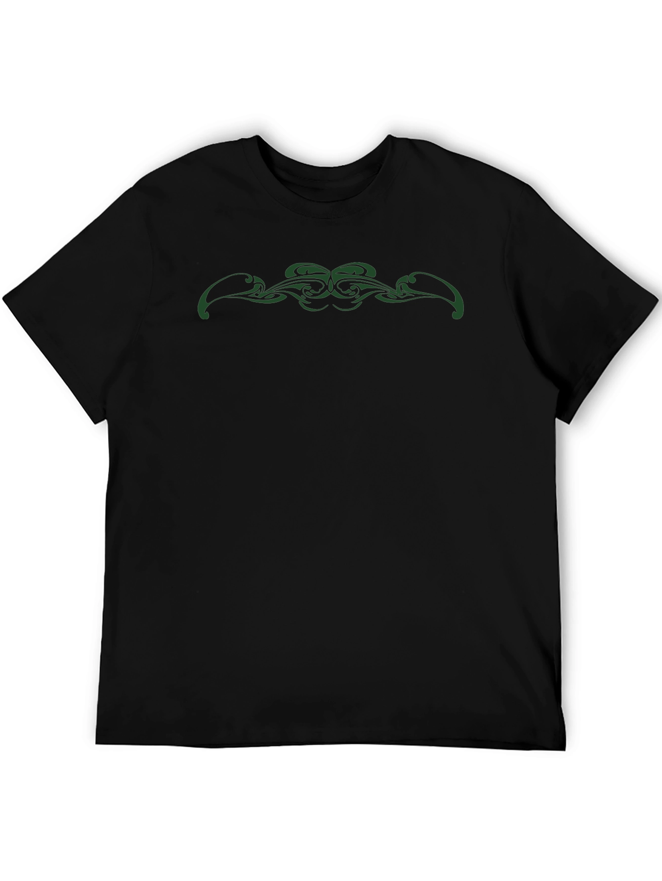 Mens Black T-Shirt with Green Tribal Design