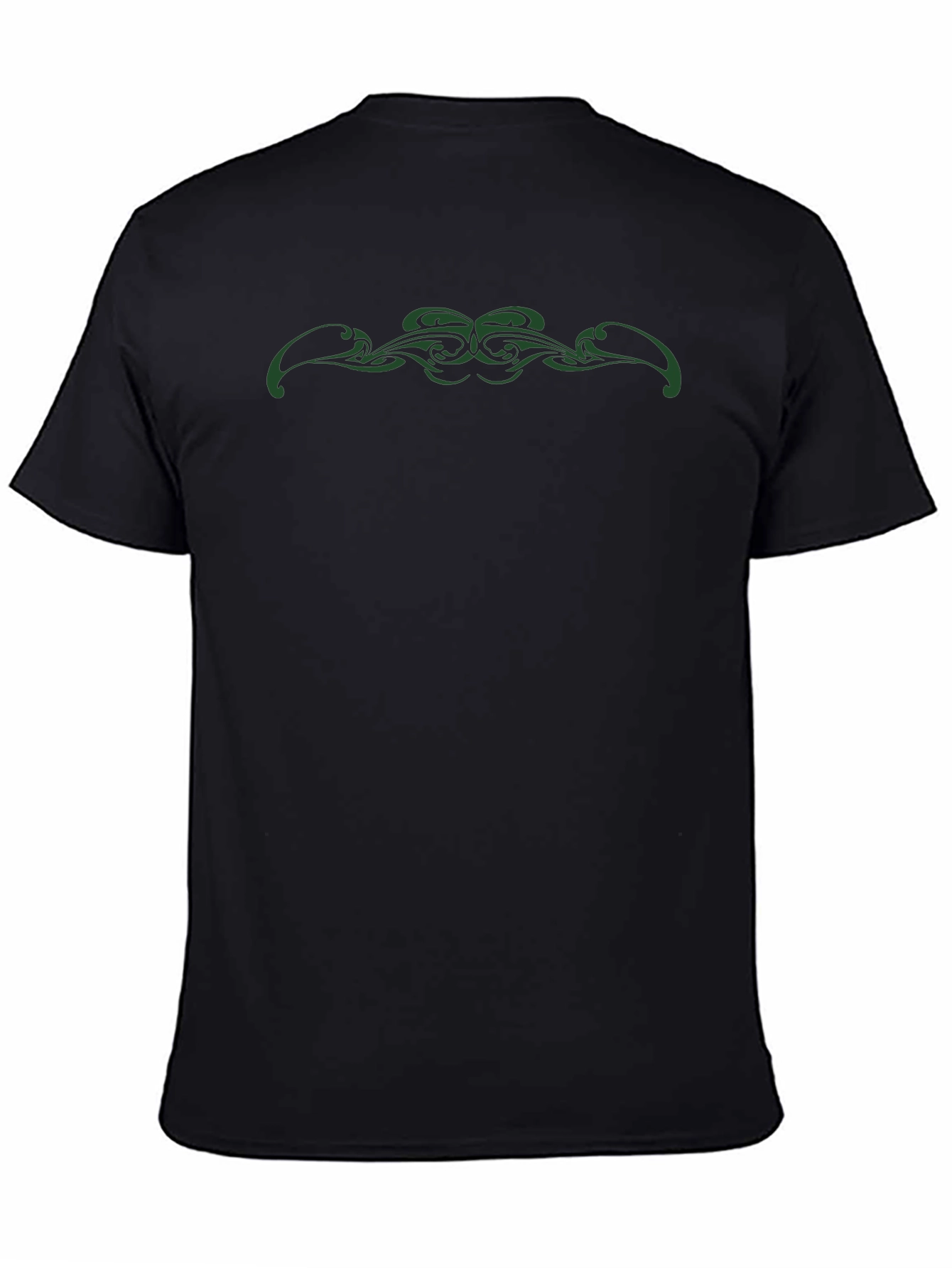 Mens Black T-Shirt with Green Tribal Design
