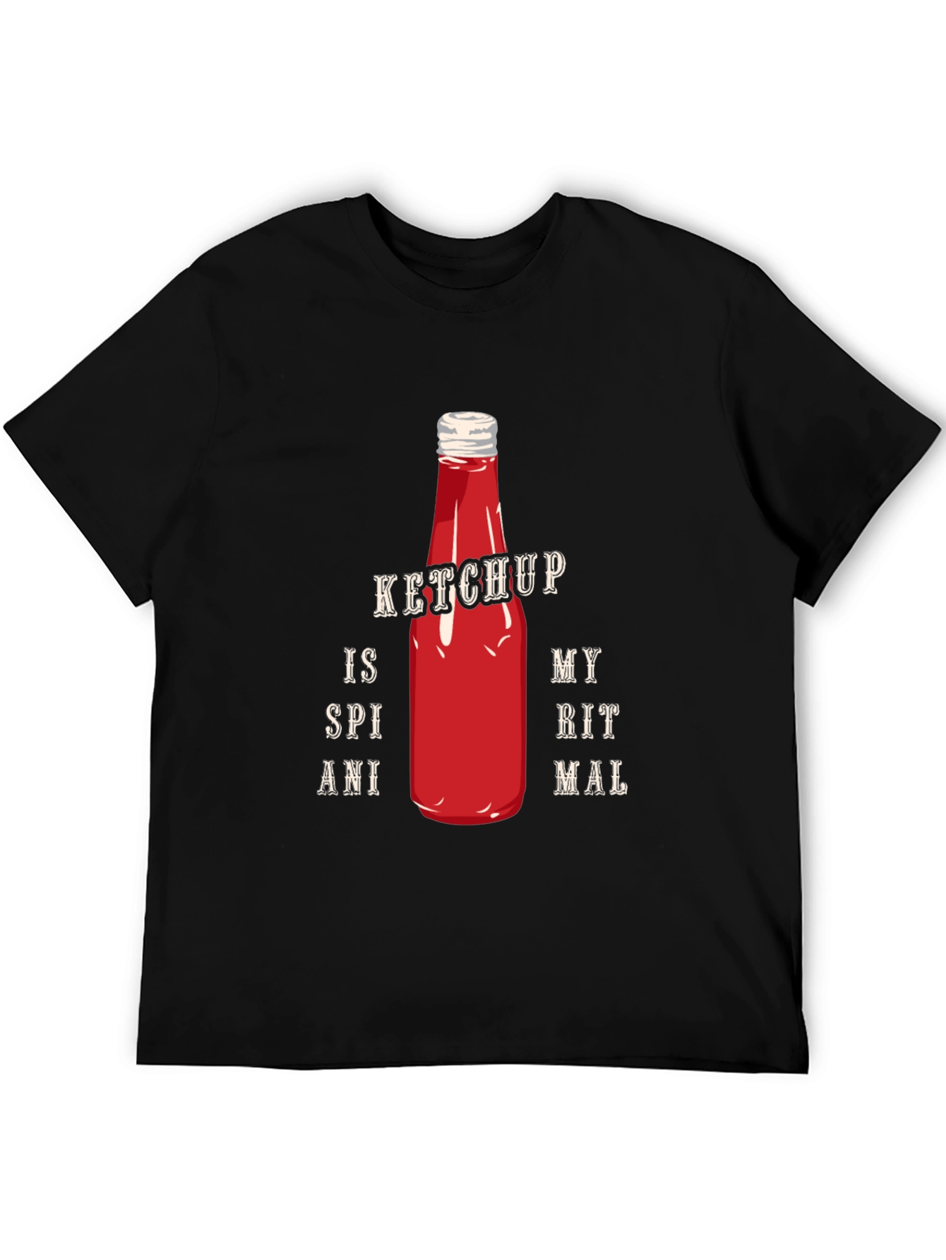 Ketchup Spiritual Animal Graphic Tee - Casual Black T-Shirt