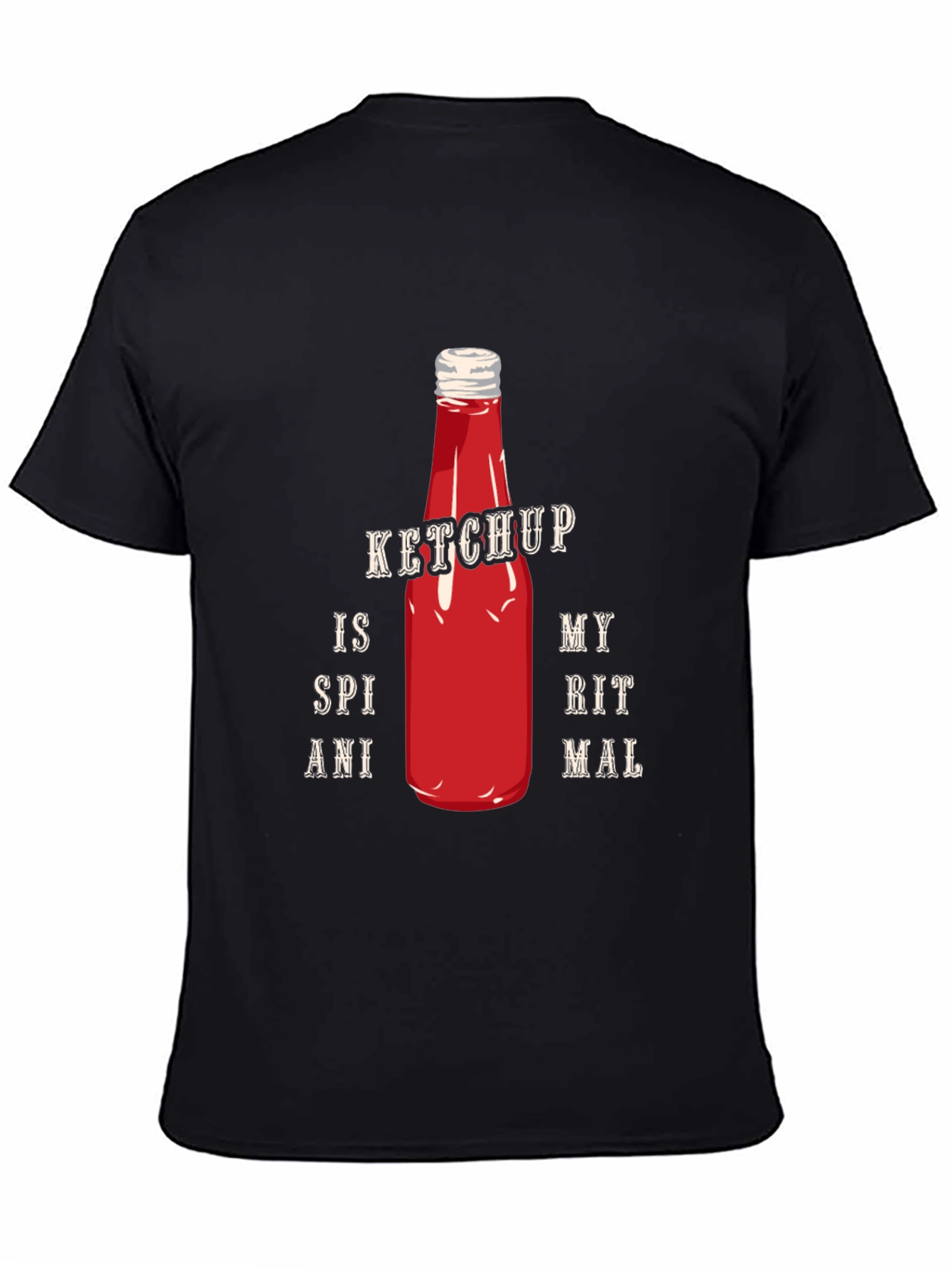 Ketchup Spiritual Animal Graphic Tee - Casual Black T-Shirt