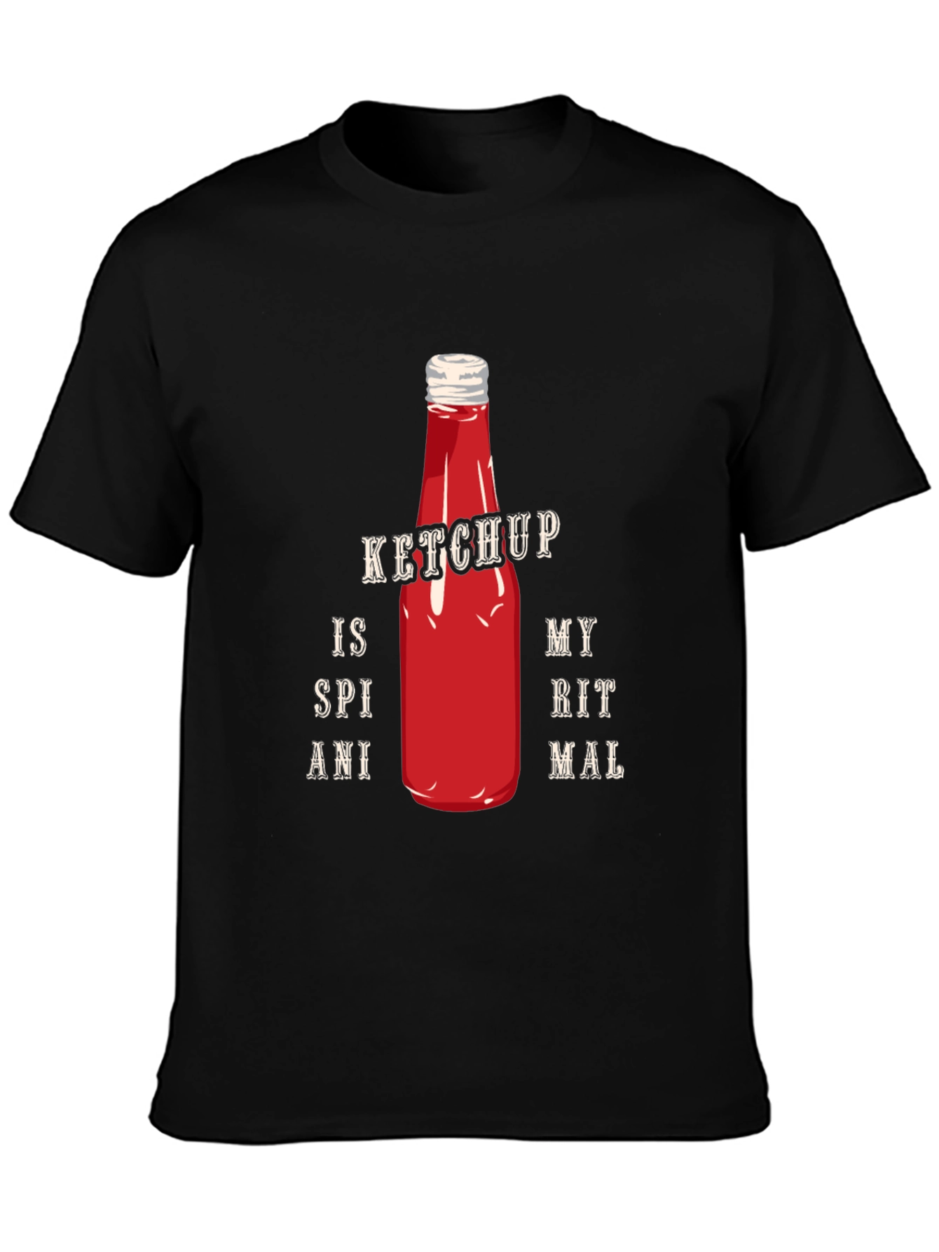 Ketchup Spiritual Animal Graphic Tee - Casual Black T-Shirt