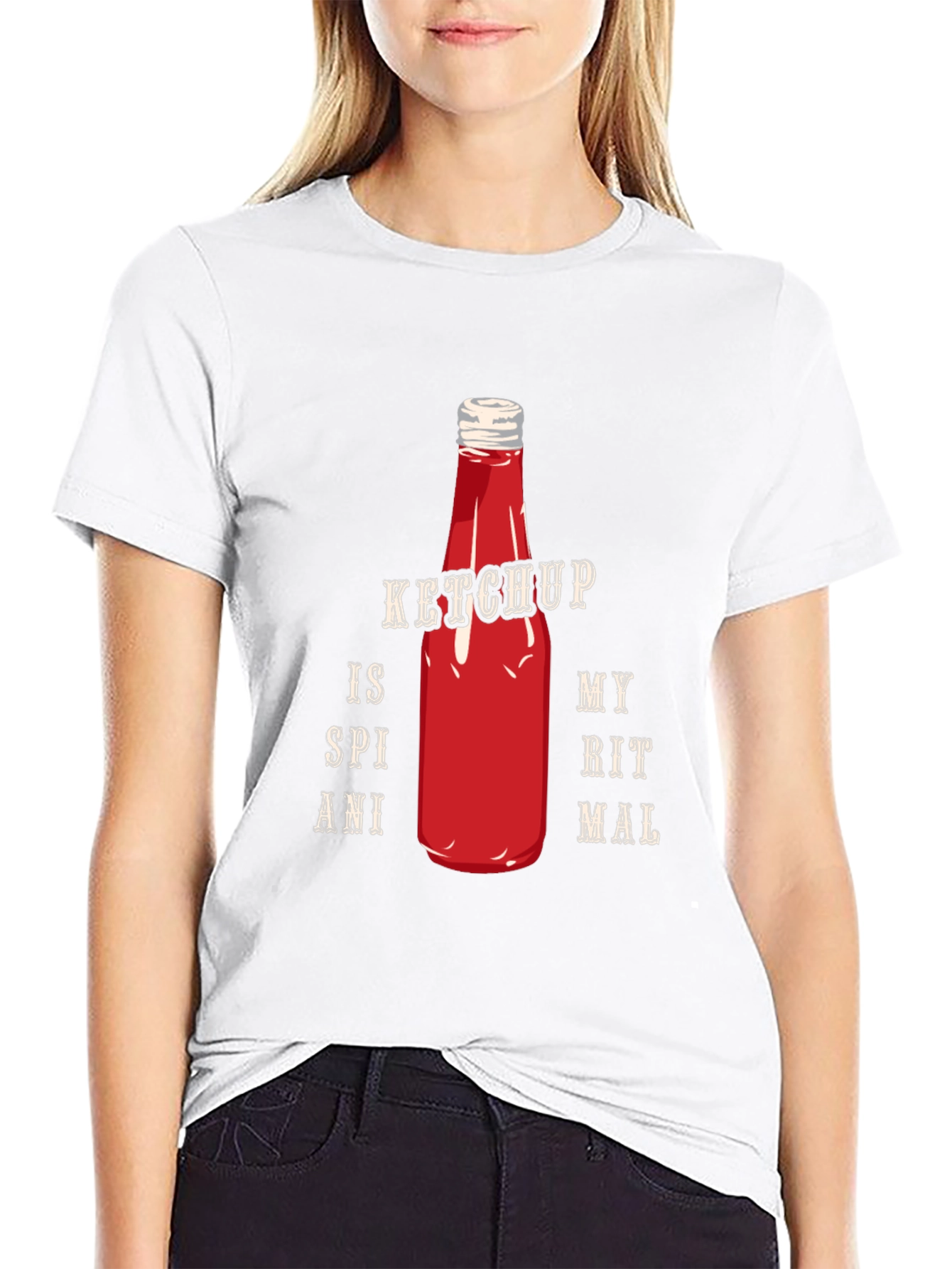 Ketchup Spiritual Animal Graphic Tee - Casual Black T-Shirt