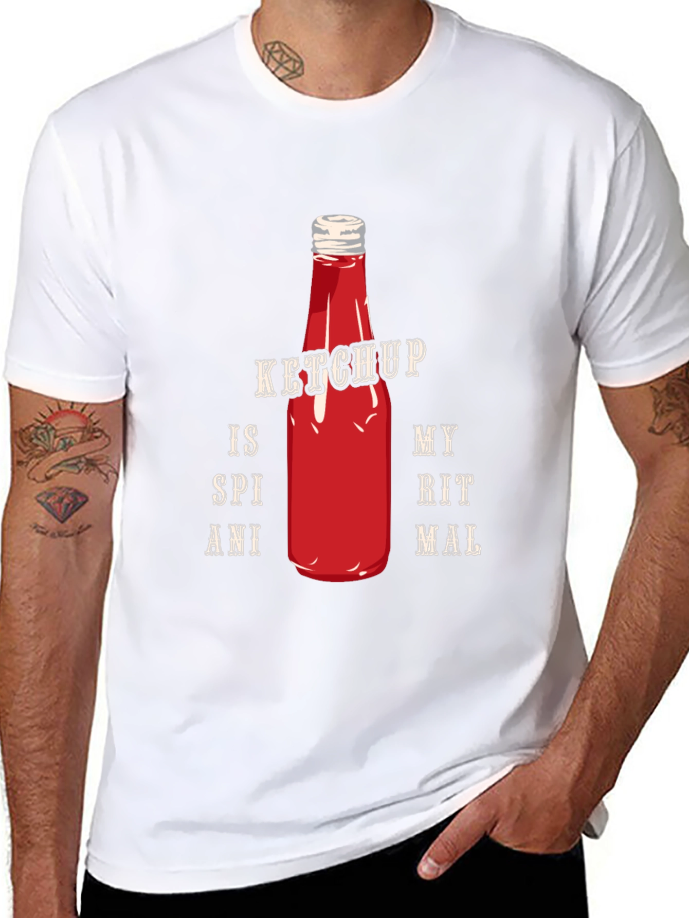 Ketchup Spiritual Animal Graphic Tee - Casual Black T-Shirt
