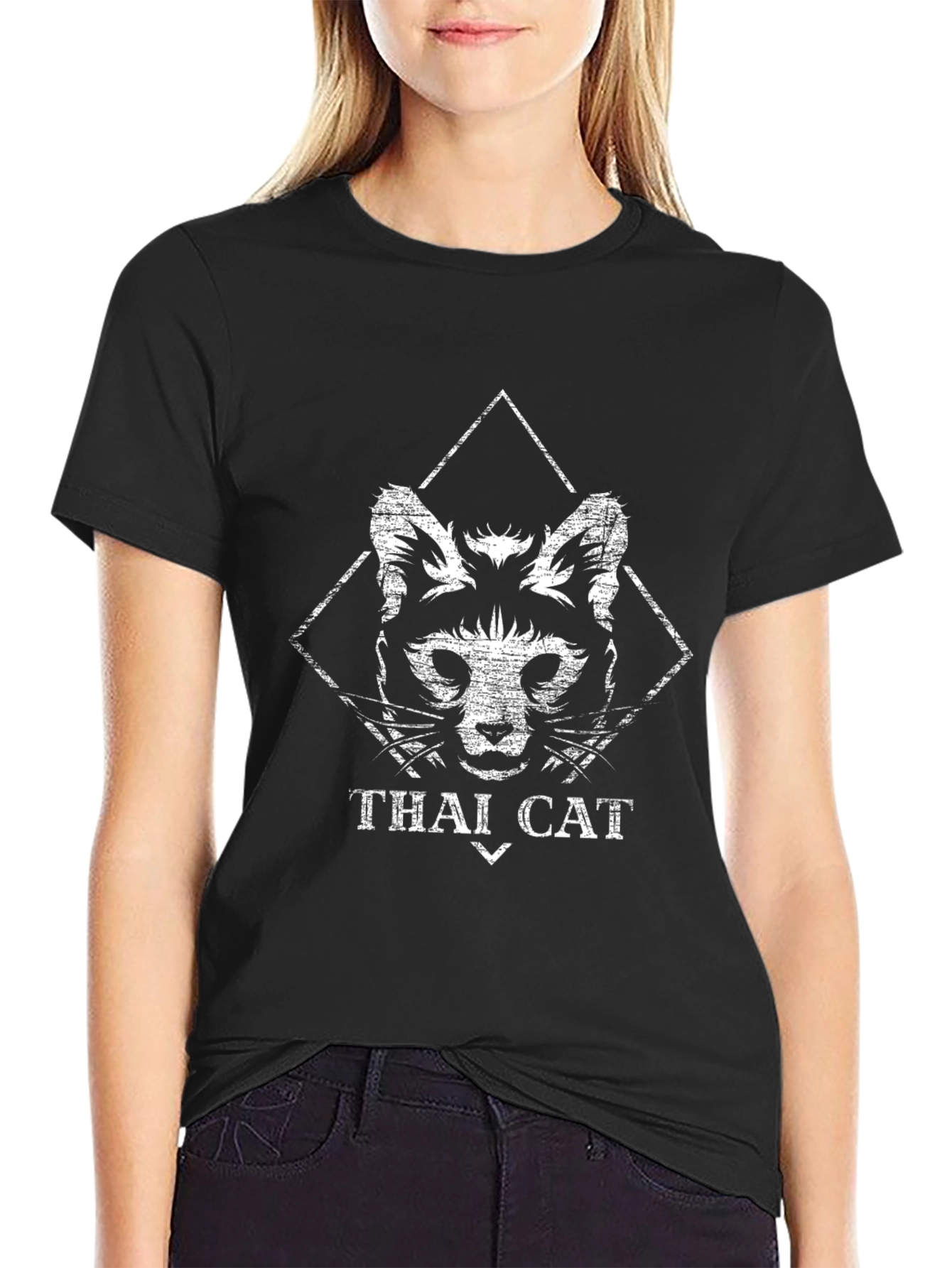 Thai Cat Graphic T-Shirt - Black