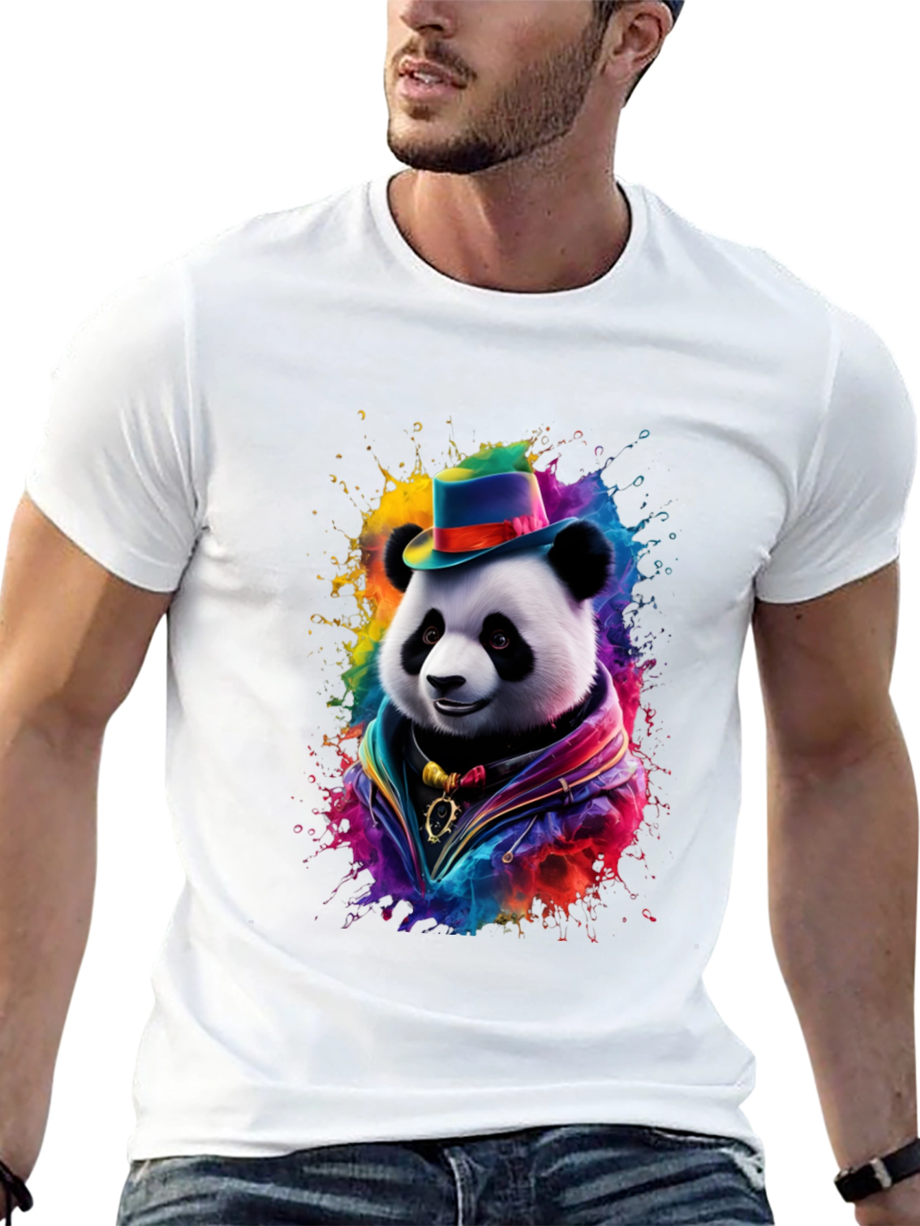 Panda Hat Colorful T-Shirt