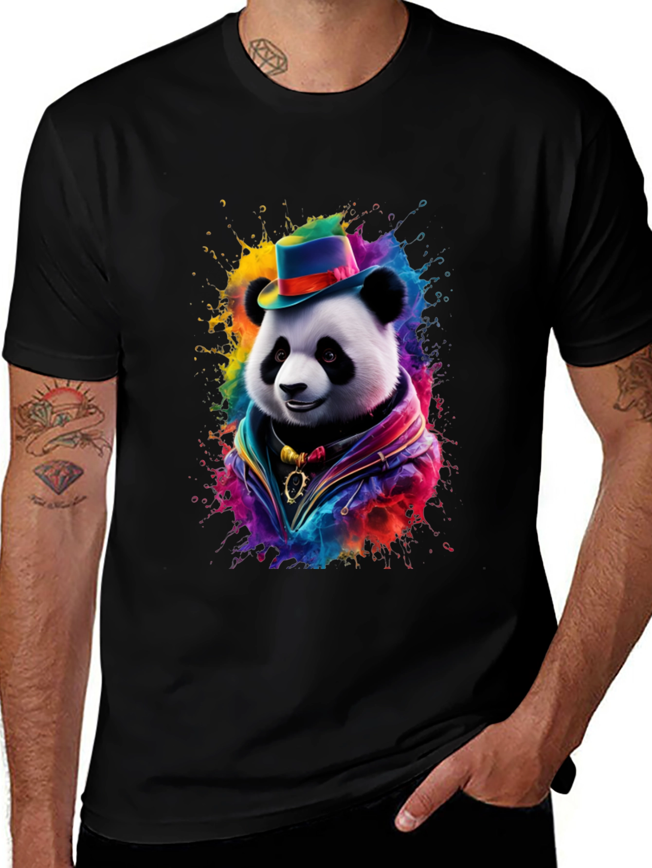 Panda Hat Colorful T-Shirt