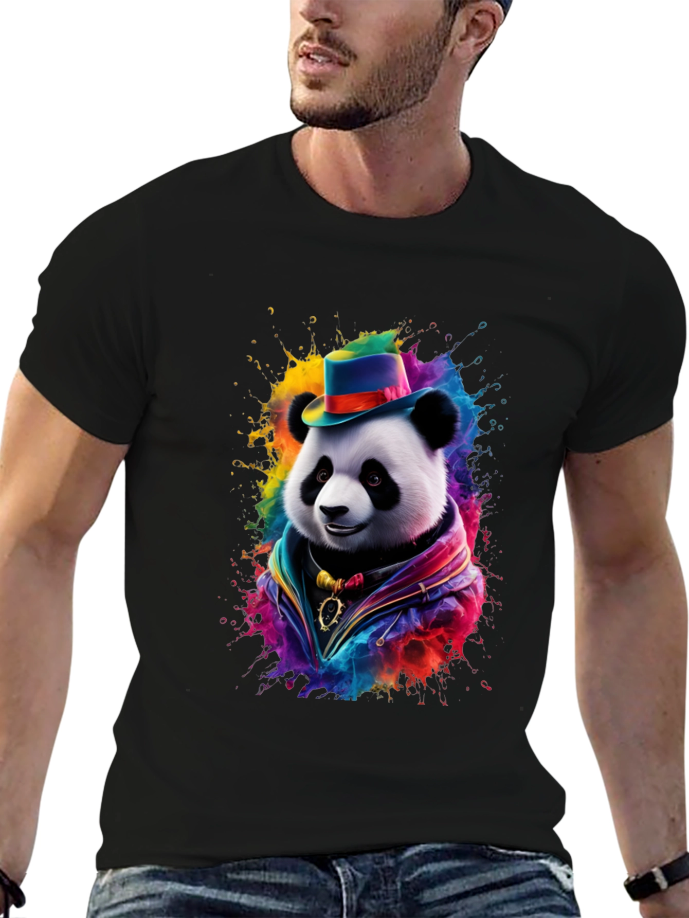 Panda Hat Colorful T-Shirt