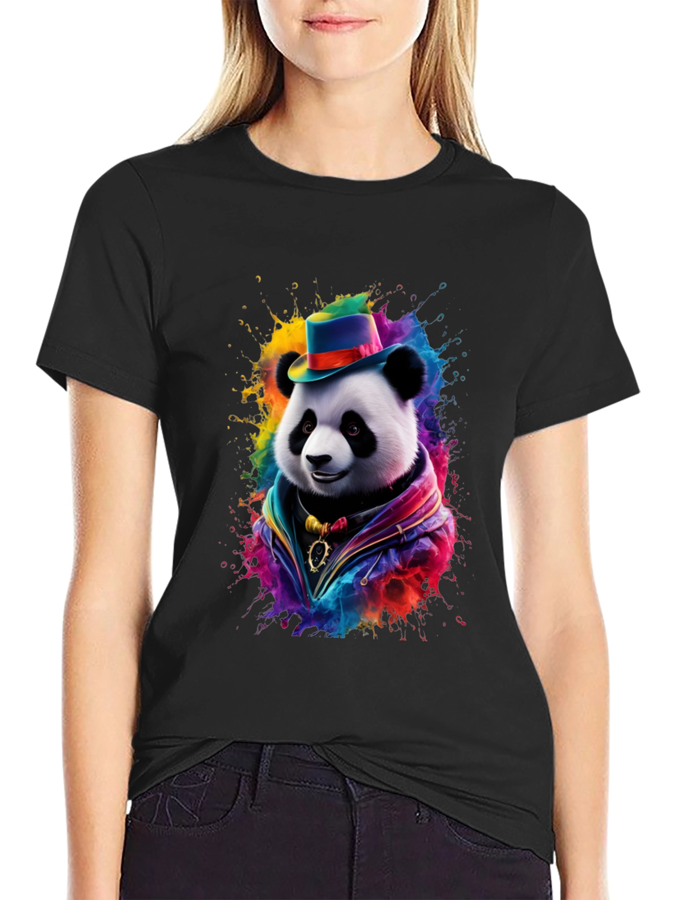 Panda Hat Colorful T-Shirt