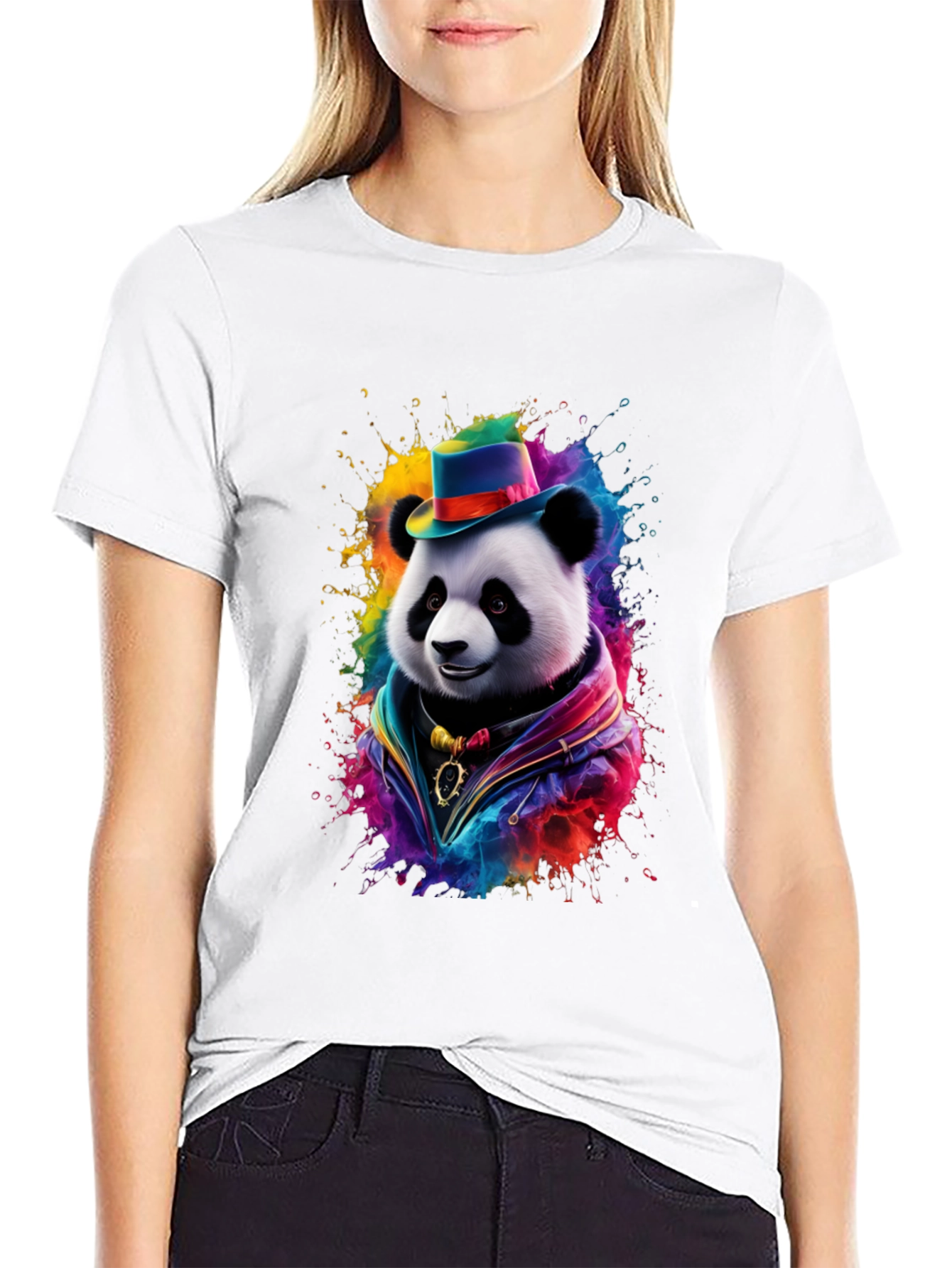 Panda Hat Colorful T-Shirt
