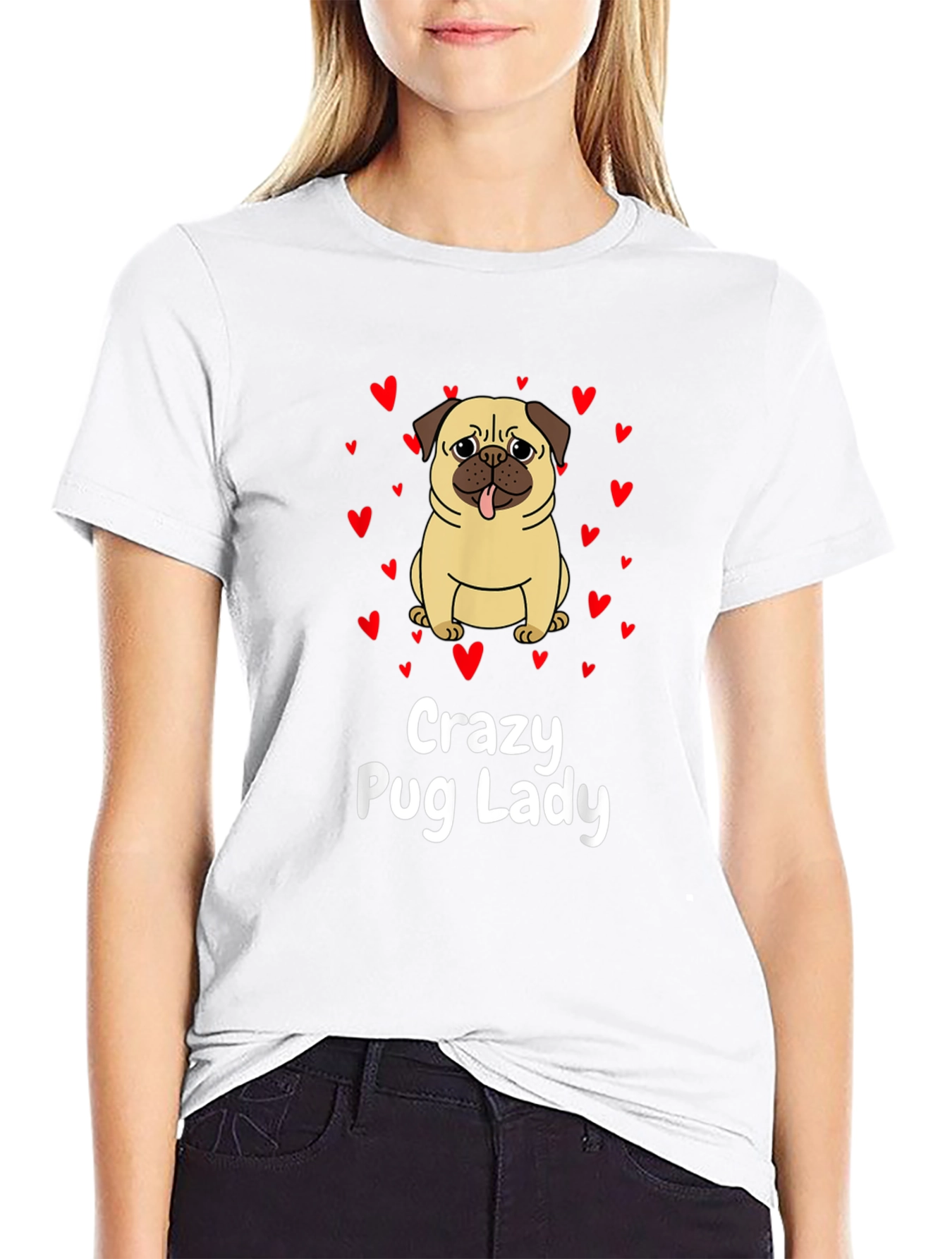 Crazy Pug Lady Graphic T-Shirt