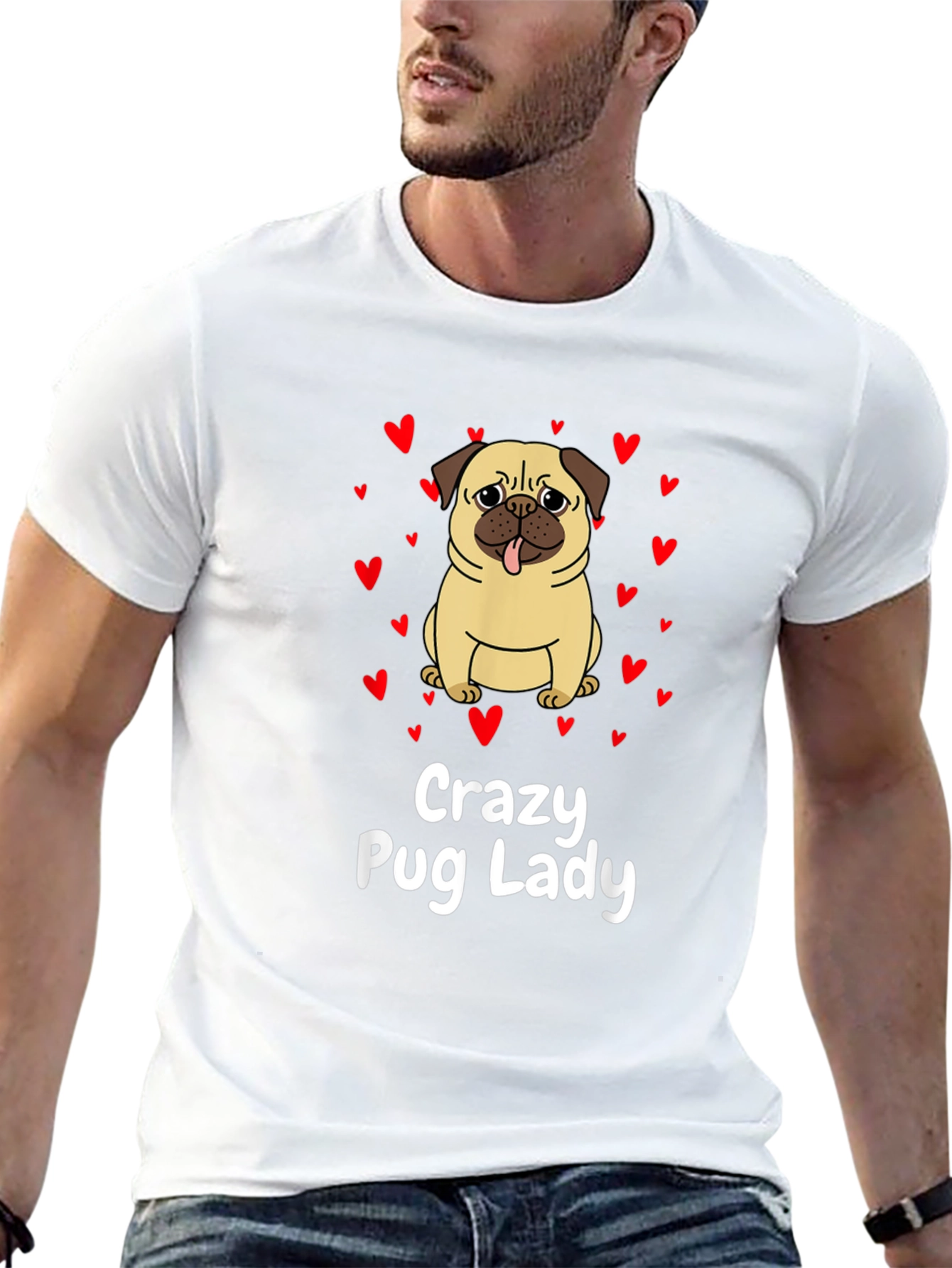 Crazy Pug Lady Graphic T-Shirt