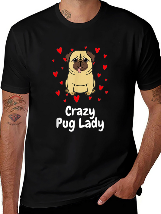Crazy Pug Lady Graphic T-Shirt