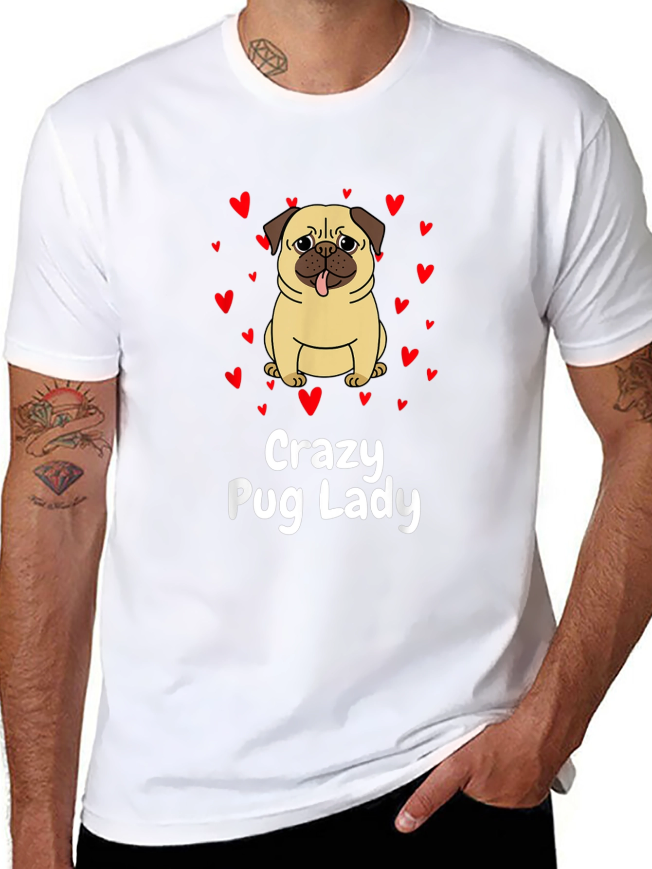 Crazy Pug Lady Graphic T-Shirt