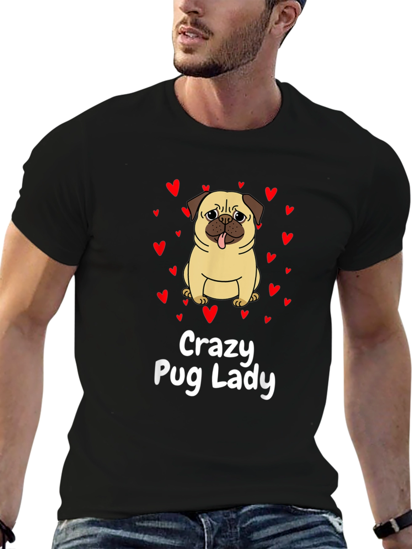 Crazy Pug Lady Graphic T-Shirt