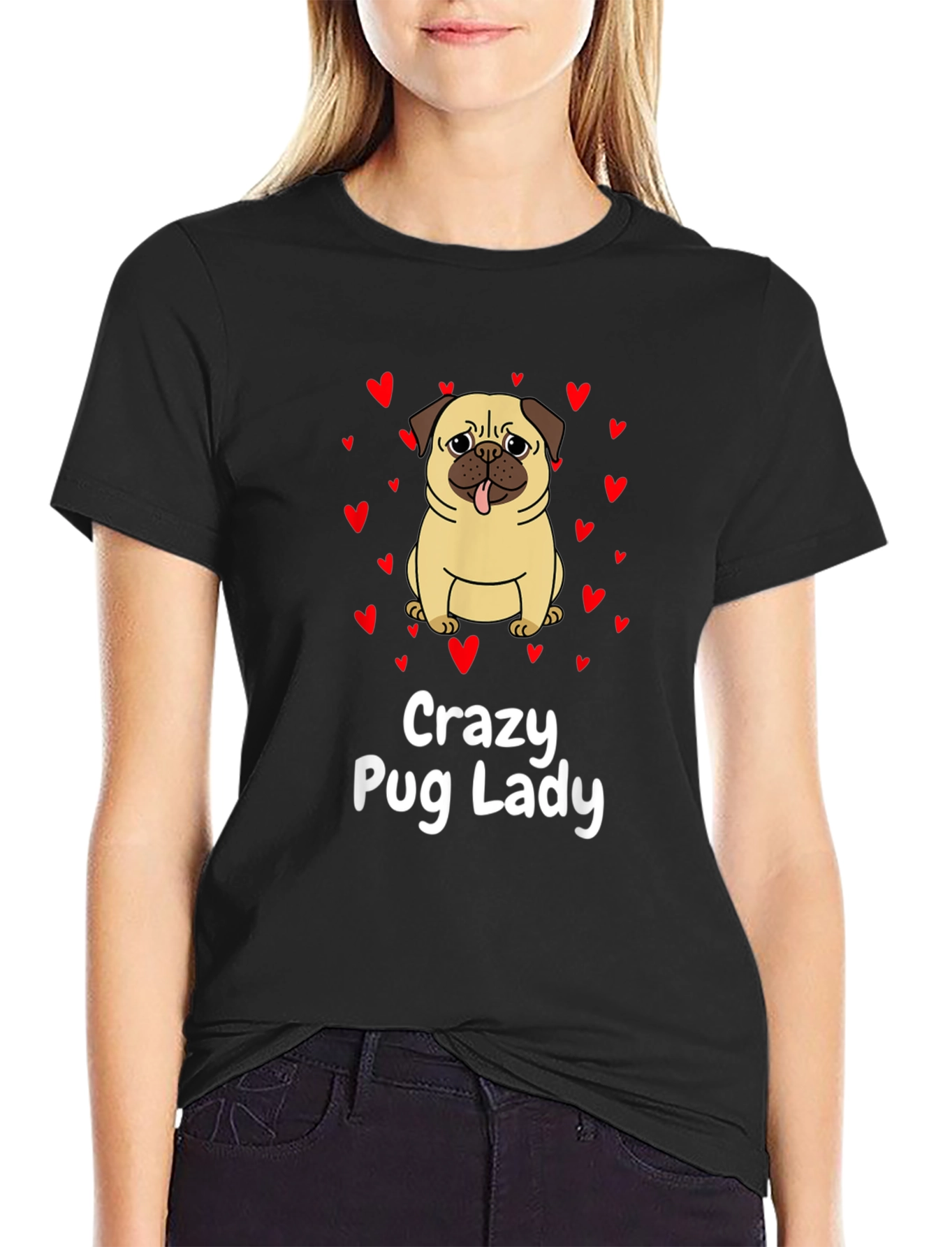 Crazy Pug Lady Graphic T-Shirt