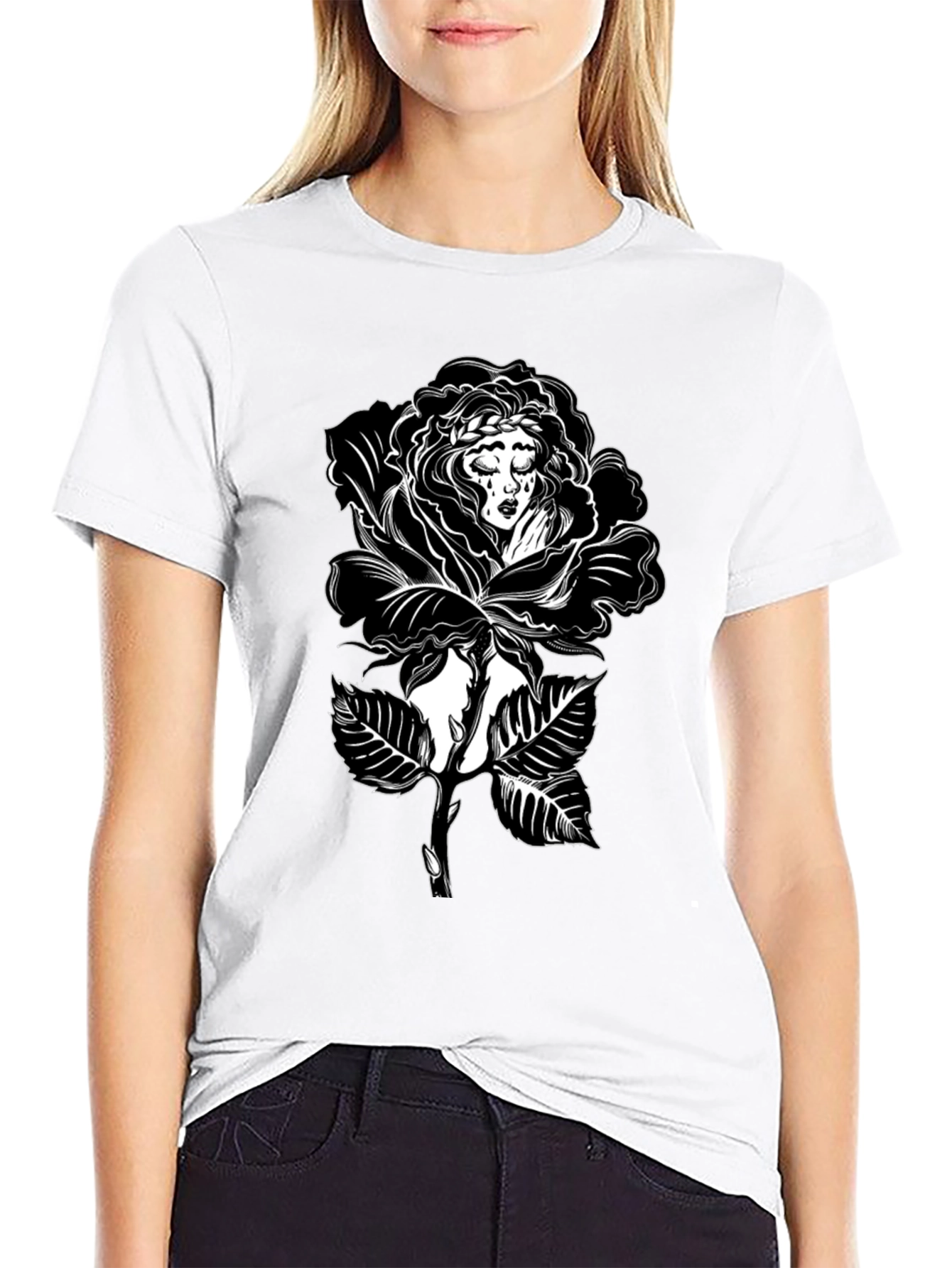 Black Rose Woman Graphic Tee