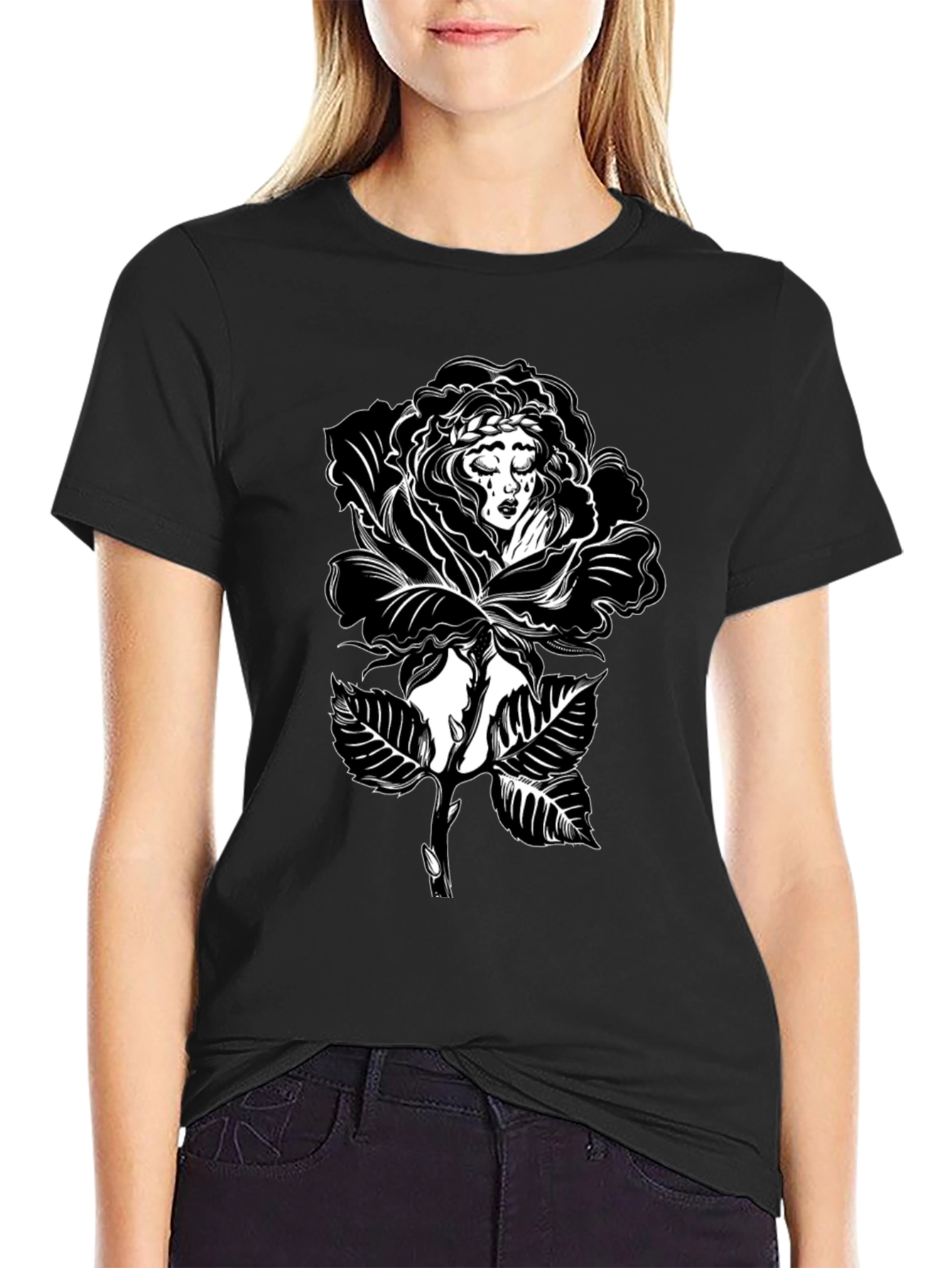 Black Rose Woman Graphic Tee