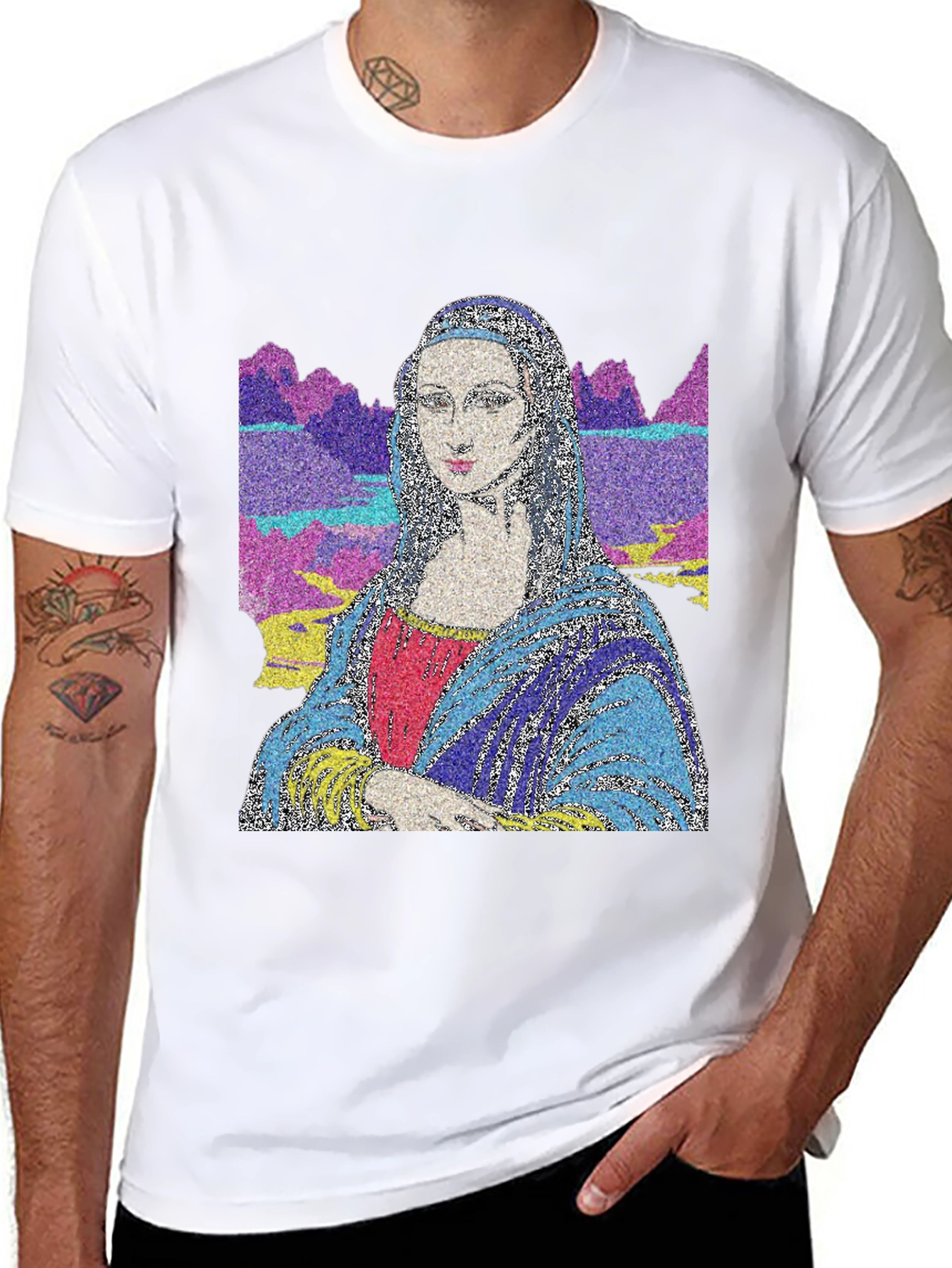 Mona Lisa Art T-Shirt - Mens Black Tee