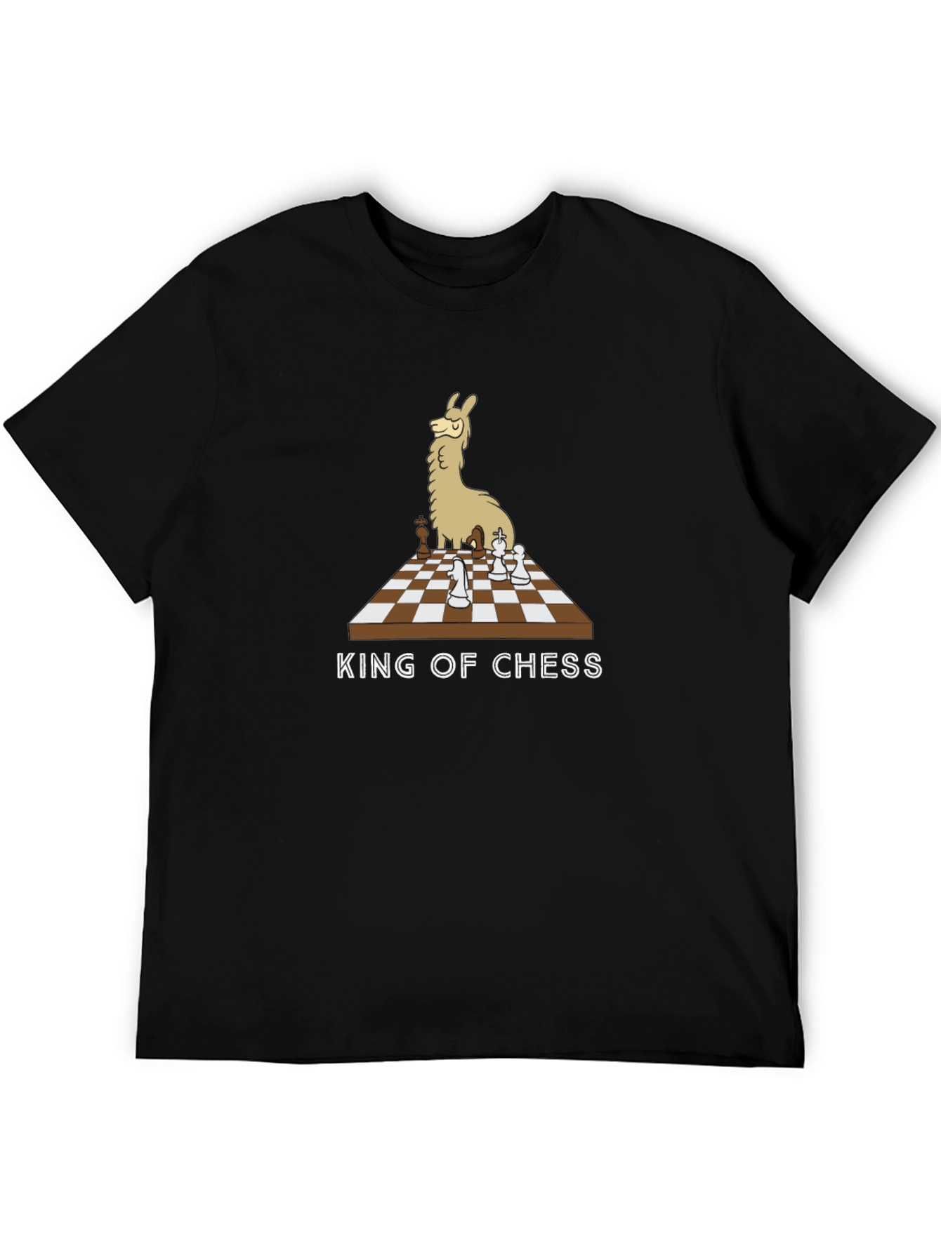 Llama King of Chess T-Shirt - Black Cotton Tee