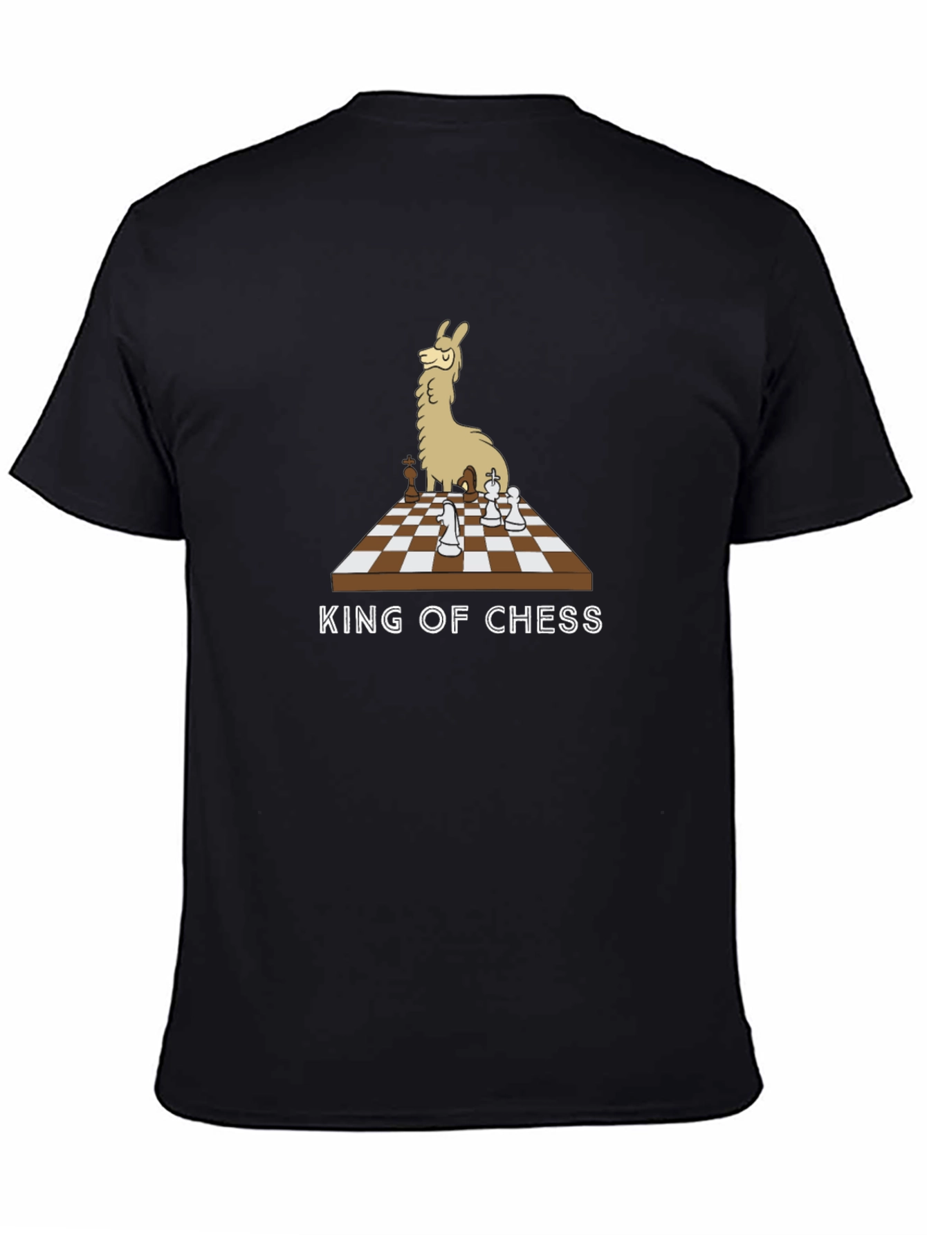 Llama King of Chess T-Shirt - Black Cotton Tee