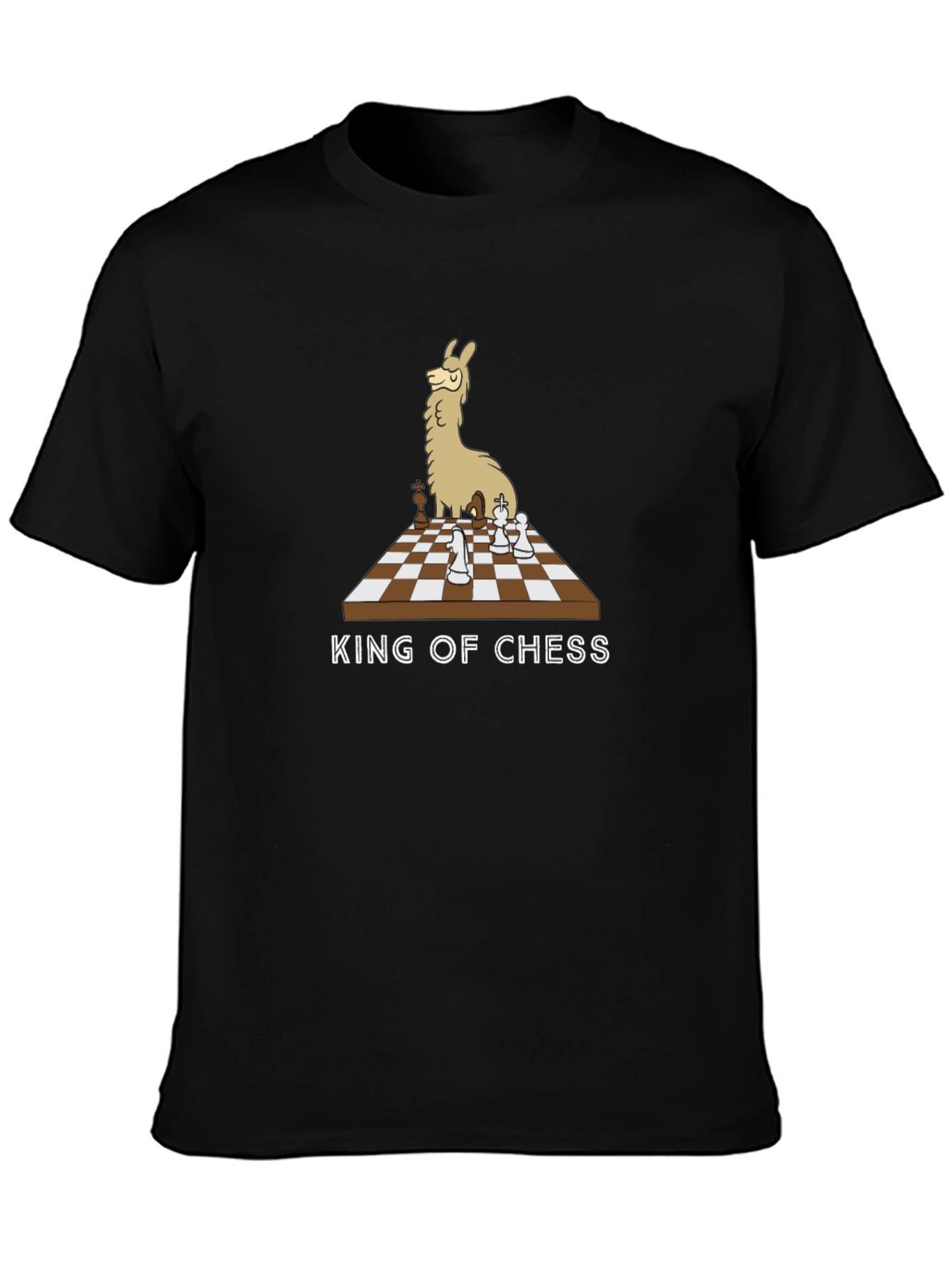 Llama King of Chess T-Shirt - Black Cotton Tee
