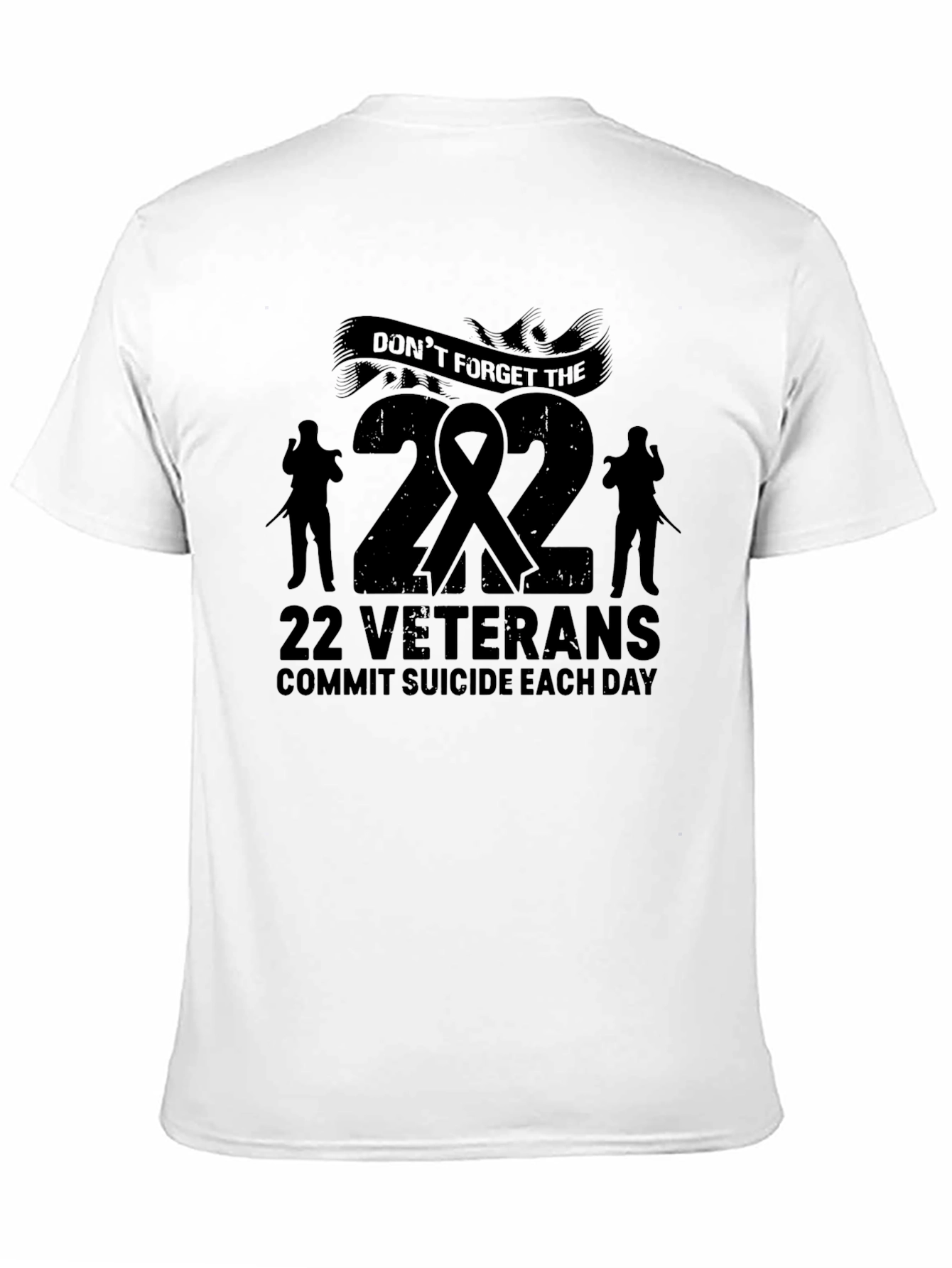 22 Veterans Suicide Awareness Black T-Shirt