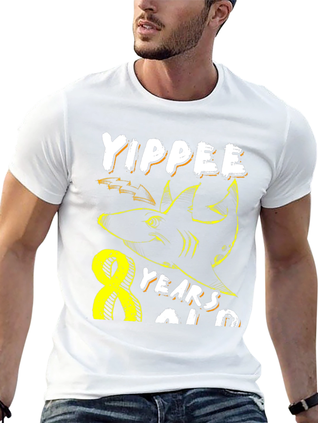 Yippee 8 Years Old Shark Birthday T-Shirt
