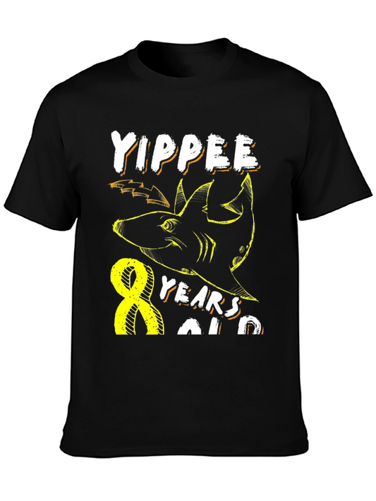 Yippee 8 Years Old Shark Birthday T-Shirt